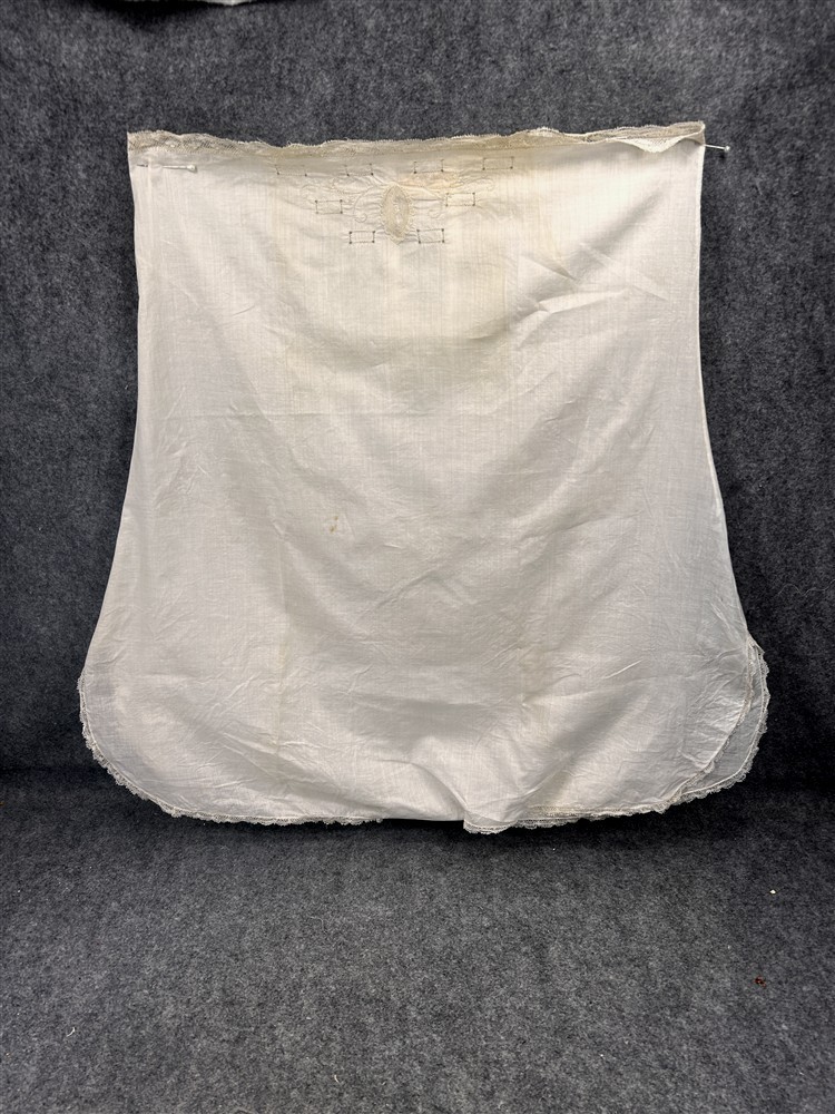 antique chemise camisole step-in white embroider lg 42 Belgium original 1890