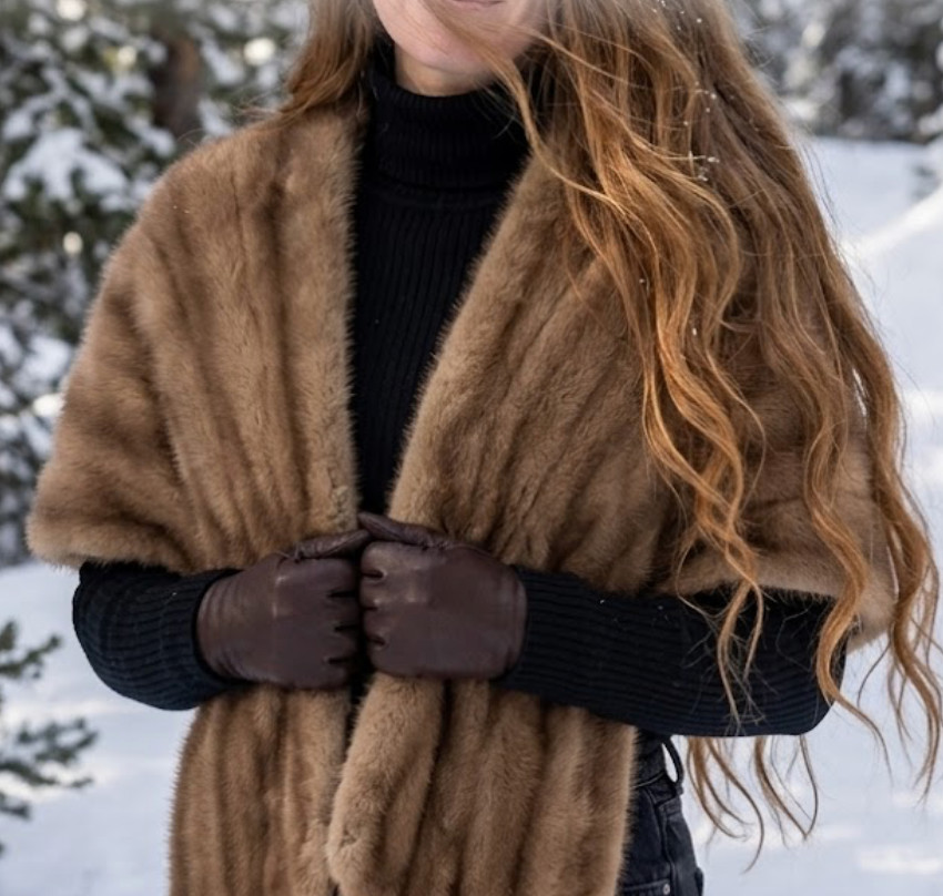 Valentine&rsquo;s Furs Dallas Vintage Mink Stole Shawl Wrap Brown Genuine One Size k