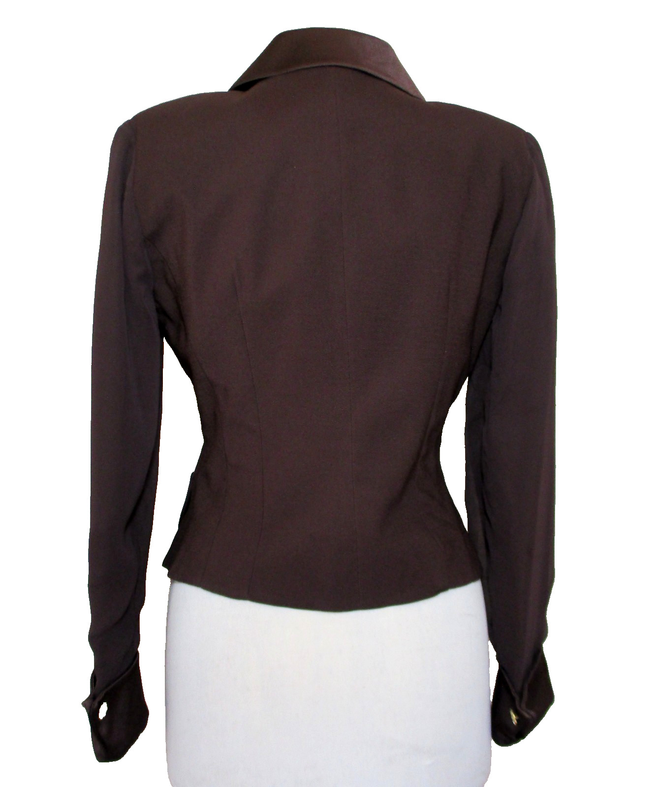 Vtg Heiser-Egan Evening Jacket M Women Brown Faille Satin Trim Crystal Buttons