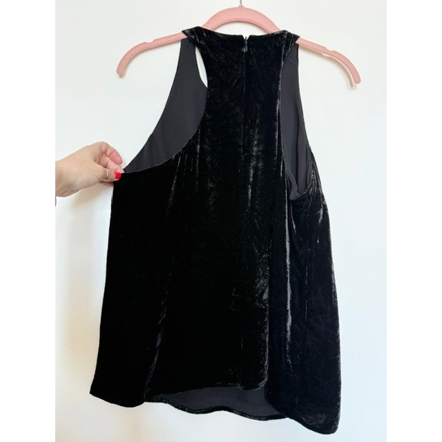 Joie Black Velvet Racerback Tank Top Blouse | Silk Blend | M/L | $198 Retail