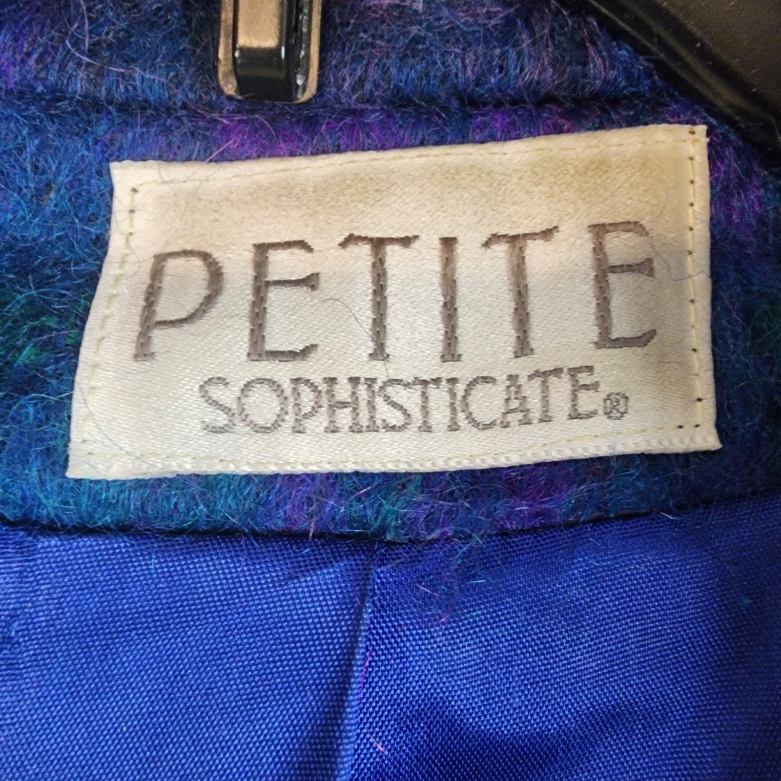 Petite Sophisticate Jacket Womens Medium Mohair Plaid Multicolor Button Up Coat
