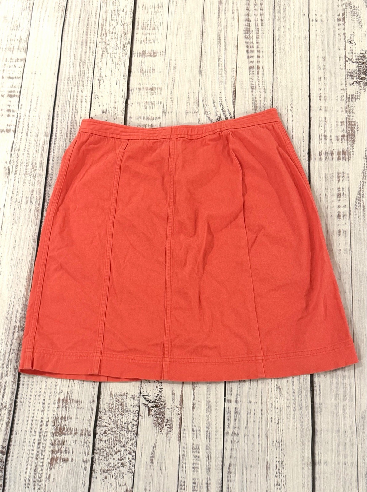 Vintage Orvis Women&rsquo;s 12 Coral Button Up Academia Skirt Made In Honk Kong Cotton