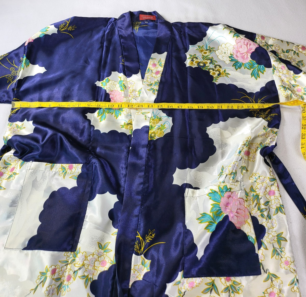 VTG Silver Dragon De Oriental Classic Blue Kimono Robe Geisha Womens XXL