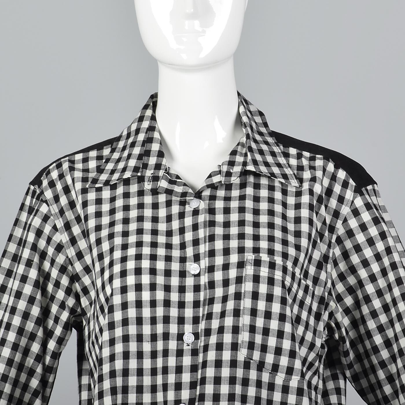 Comme des Garcons Black White Gingham Checker Oxford Shirt Cotton Button Down