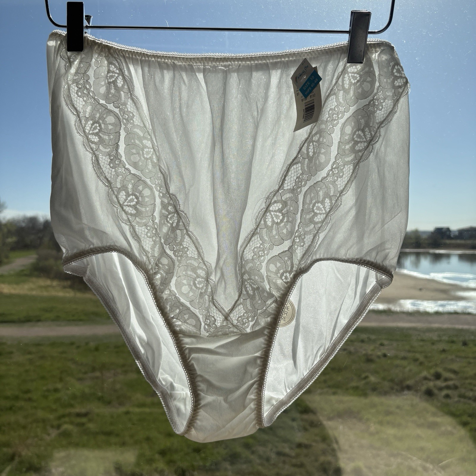 VTG Granny Panties Semi-Sheer Lot of 2 Nylon Full Figure Sz 10 Cotton Gusset NWT