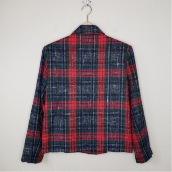 Vintage Paddle & Saddle | Red Green Blue Yellow Plaid Blazer