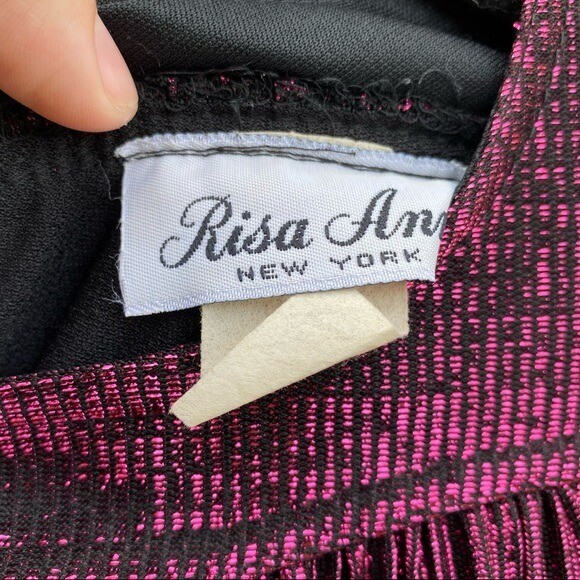 Vintage Risa Ann New York Pink Metallic Pleated Dress