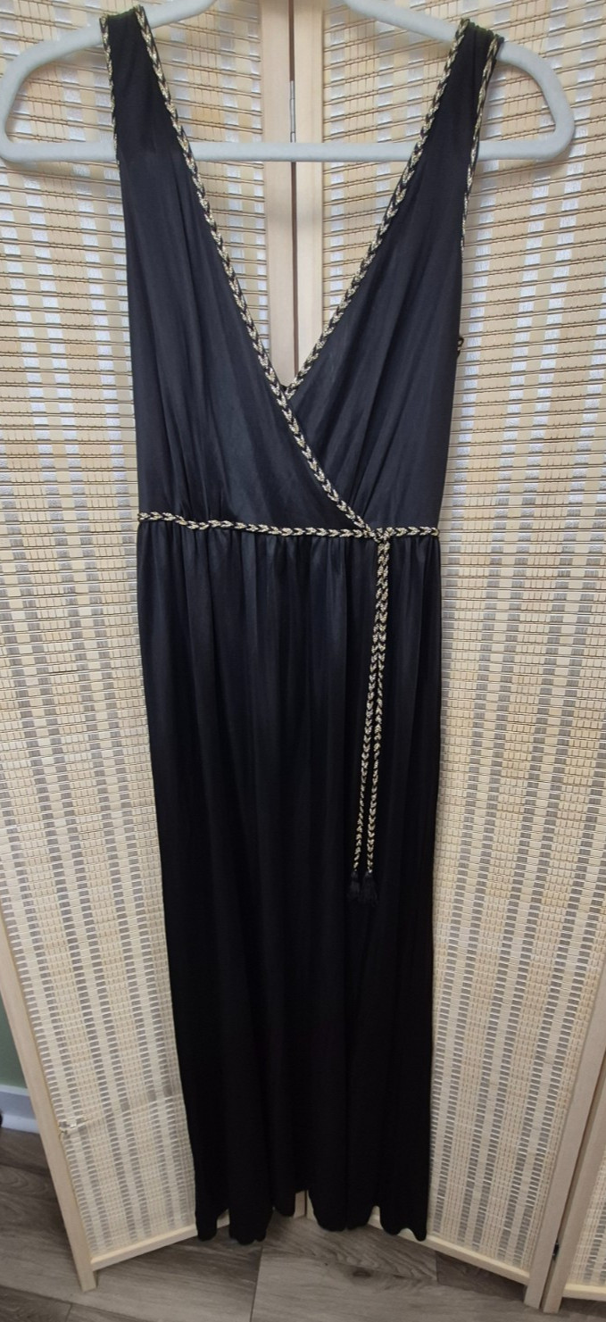 RARE VTG 70s Disco Karida Sheer Black Dress Long Studio 54 Glamour Small Sz 4-6