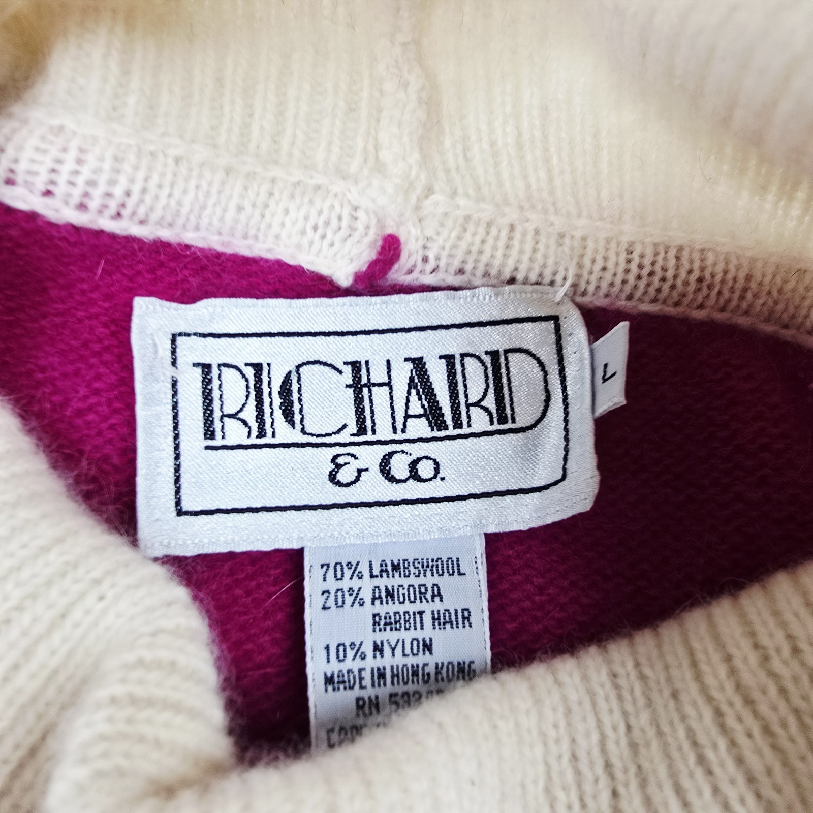 80s Richard & Company Angora Lambswool Colorblock Geometric Sweater Dress Large