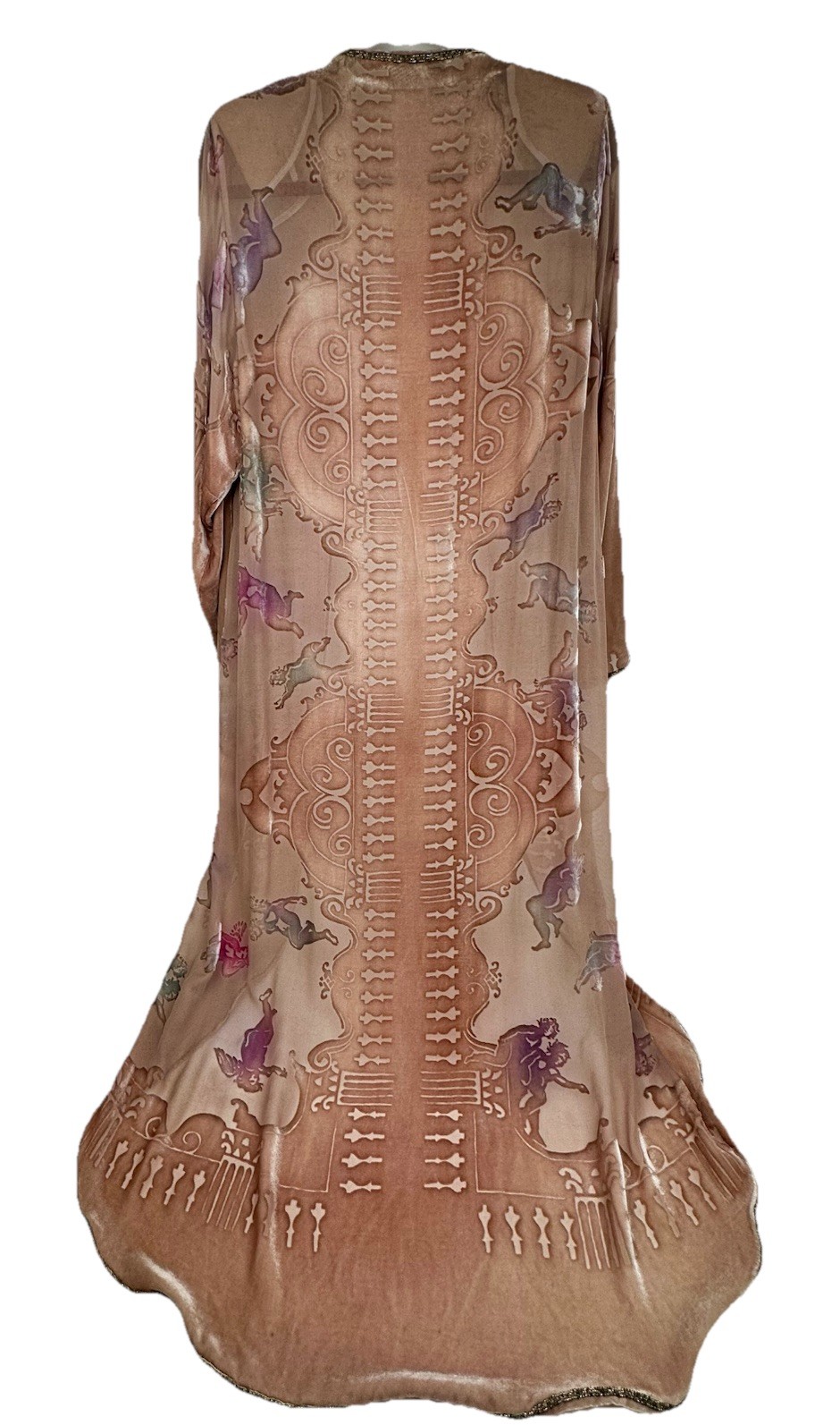 The Gallery Of Wearable Art Shawl Dusty Rose Pink Cupid Beaded Velour Gown Witch