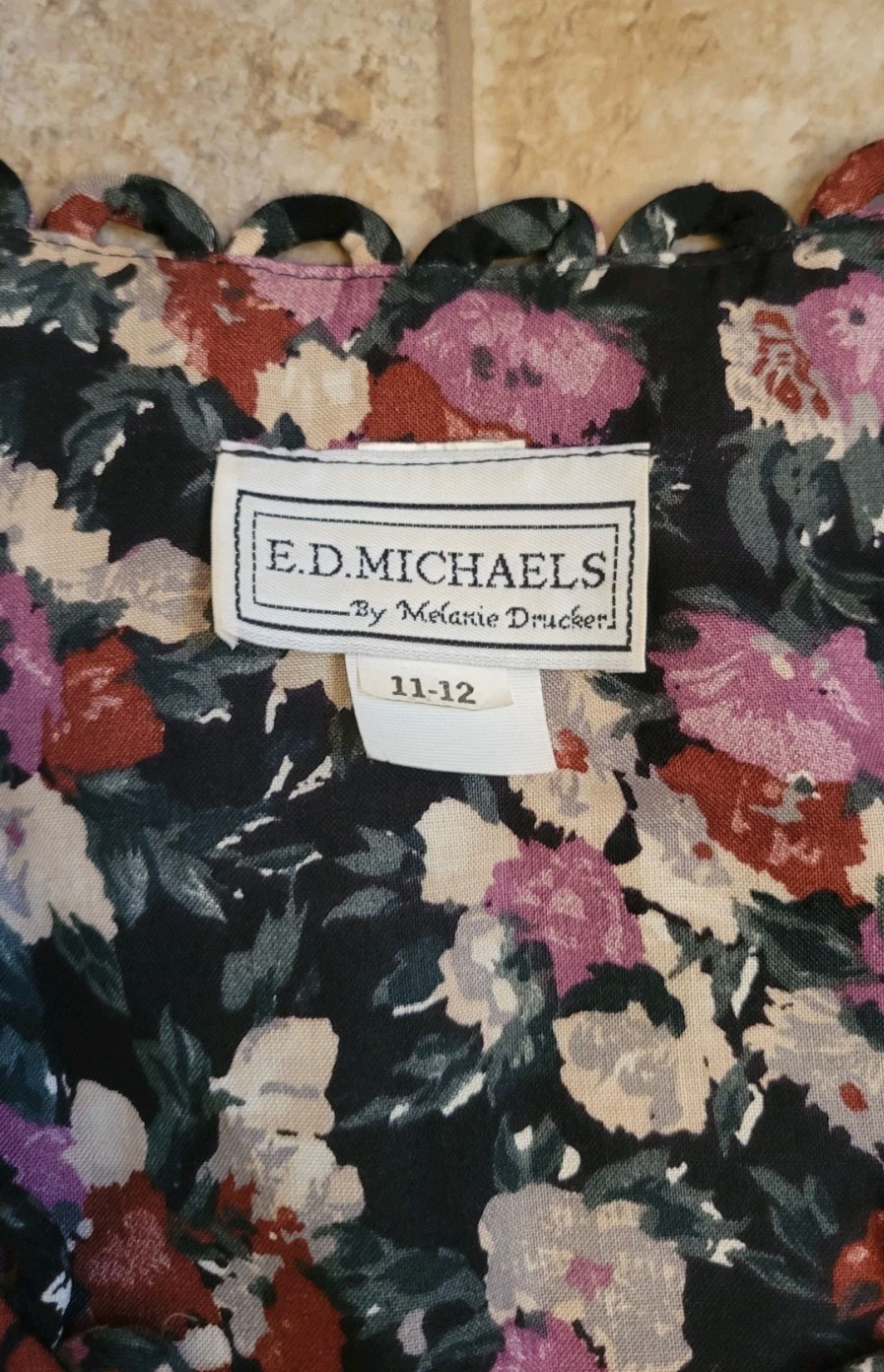 Vtg E.D. Michaels by Melanie Drucker Floral Sz 11-12 A-Line Dress Cottagecore