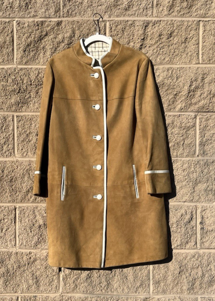 Vintage 1960&rsquo;s Anne Klein For Mallory Mid Mod Long Suede Coat Old Money