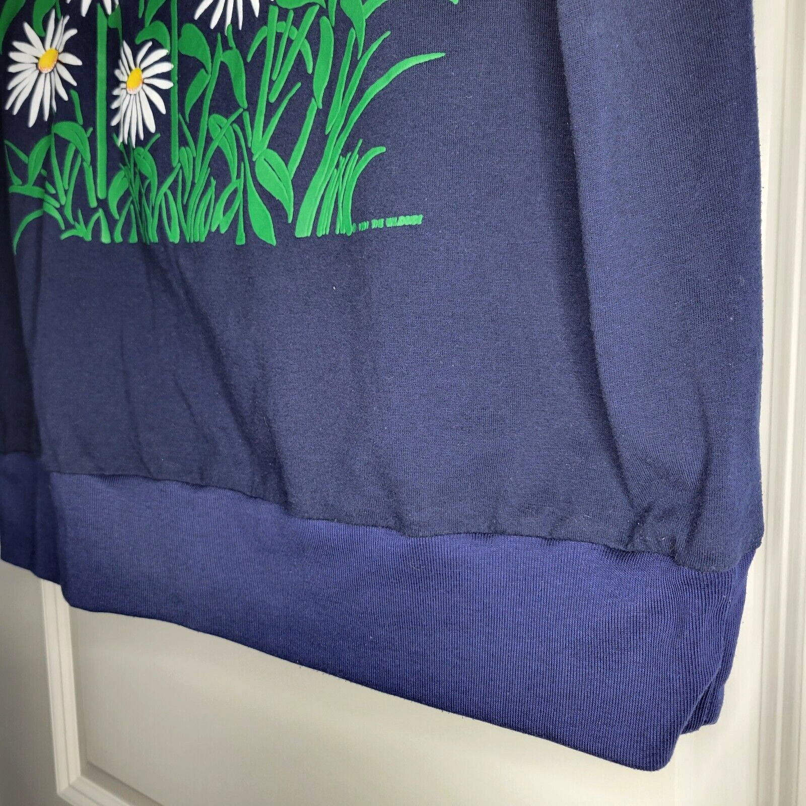 Vintage Daisy Flower T-Shirt Blue Women&rsquo;s XL Single Stitch Boxy Botany USA 90s