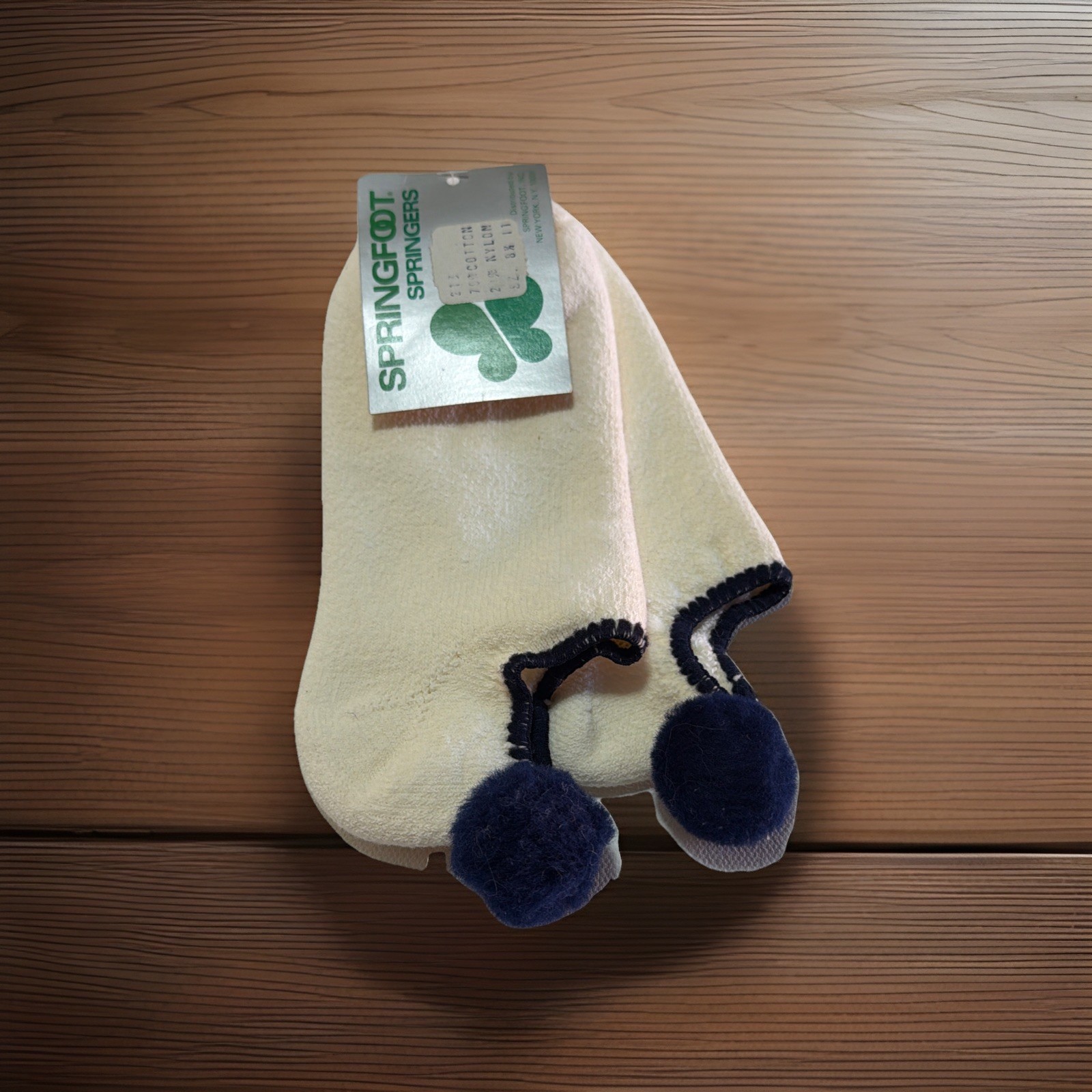 VTG Women&rsquo;s Socks Pom ankle NOS 8.5-11 Low-Cut Navy-Blue USA Springfoot Springer