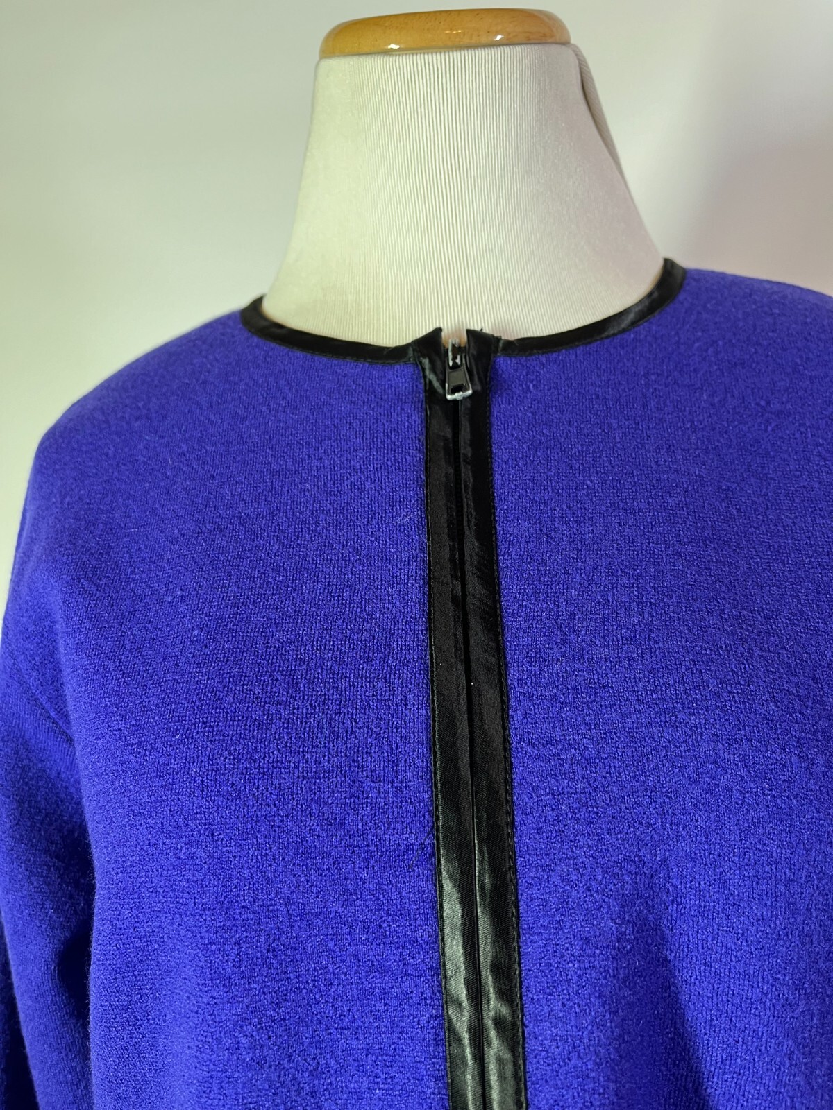 Vintage Doncaster Size M Violet Boiled Wool Jacket Full Zip Satin Trim