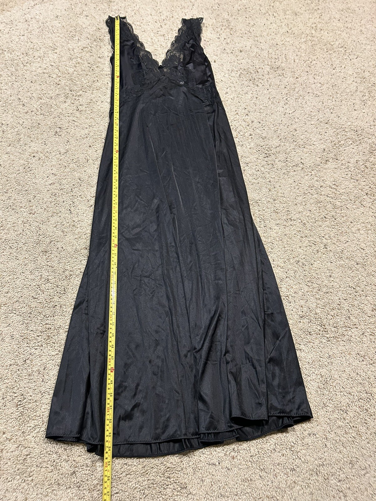 Vintage VANITY FAIR size M FULL SLIP LACE Antron Nylon Lycra BLACK USA W24