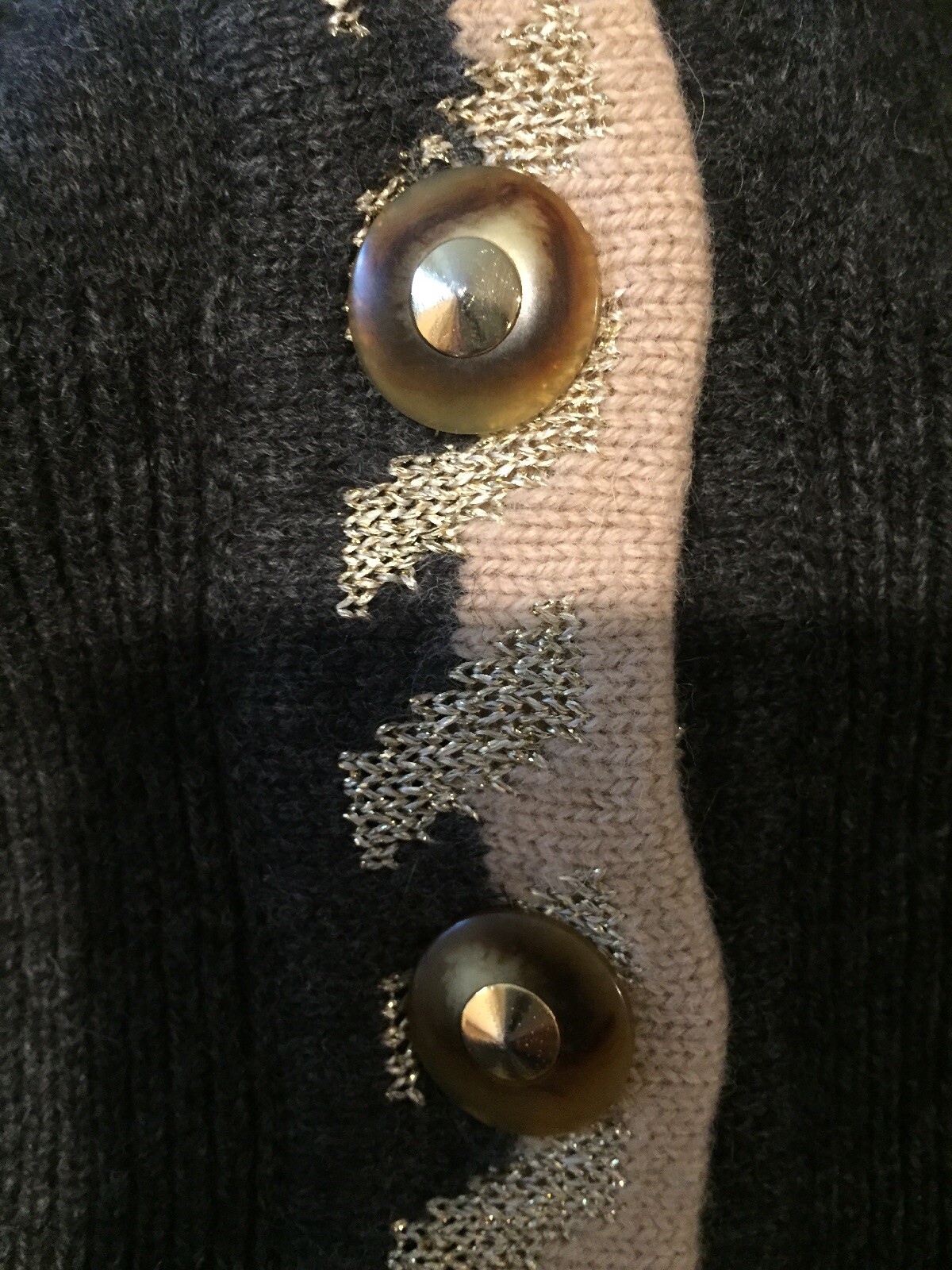 Basler Vintage Cardigan Sweater OOAK Sequin Hearts~Details Galore~ Two Ply L/XL