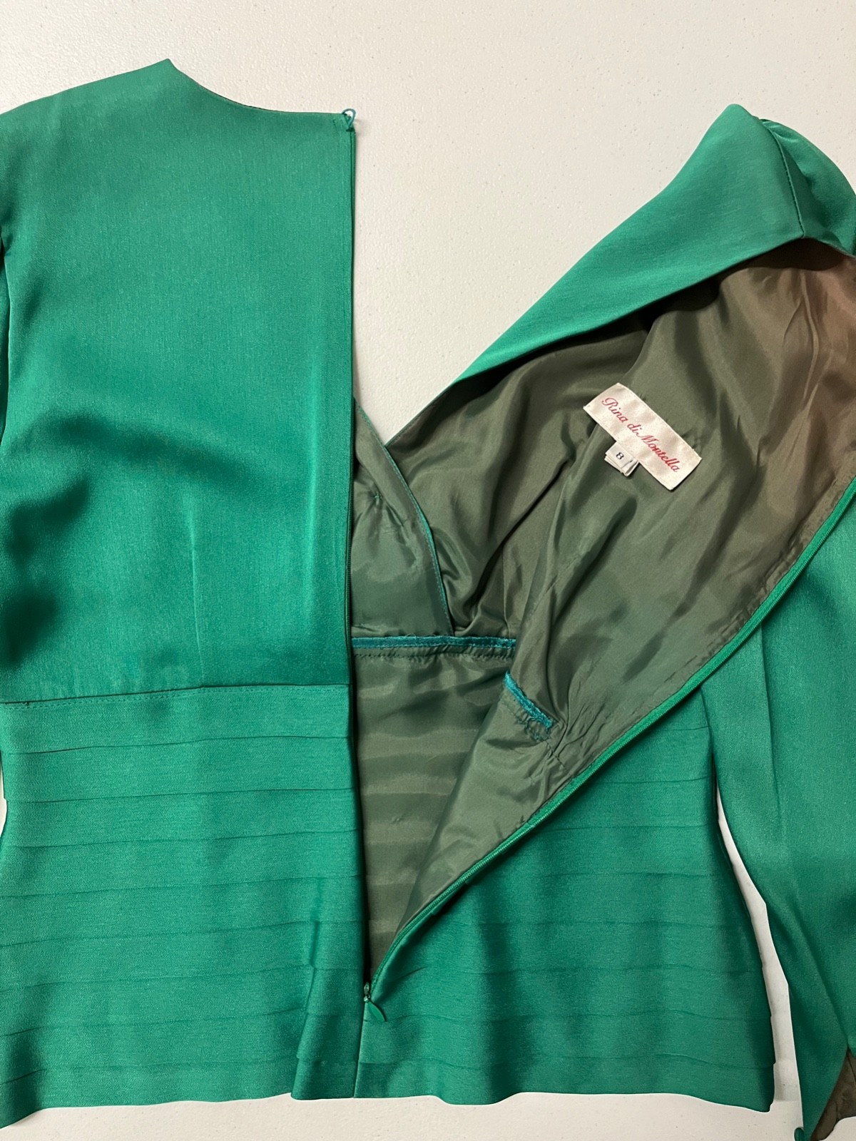 Vintage 80s Dynasty green 2PC Peplum Skirt Set by Rina di Montella Size 8