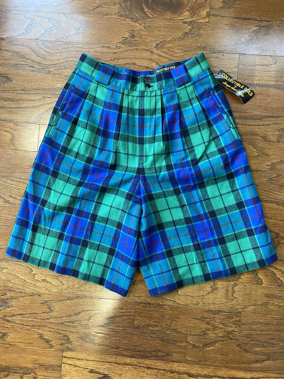 Giorgio Sant Angelo 100% Wool Plaid Shorts Size 12 Vintage Golfing