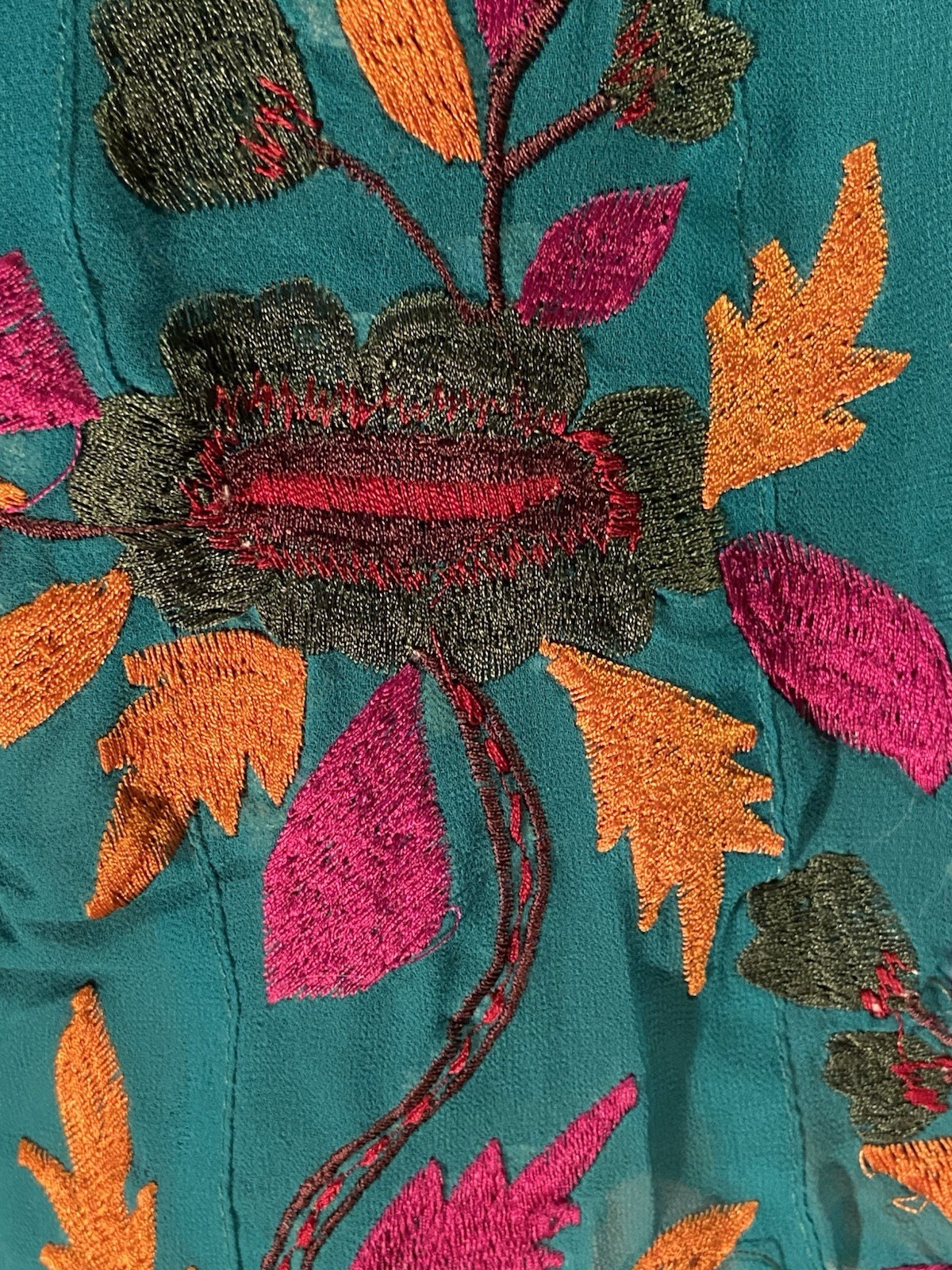 Vtg India Chiffon Embroidered Designer Cocktail Party Dress 6-8 (34) XSP