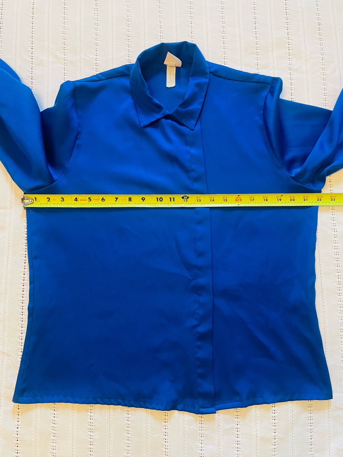 VTG Pandora Royal Blue Button Down Blouse. Size 13/14 (M/L). Minimalist.
