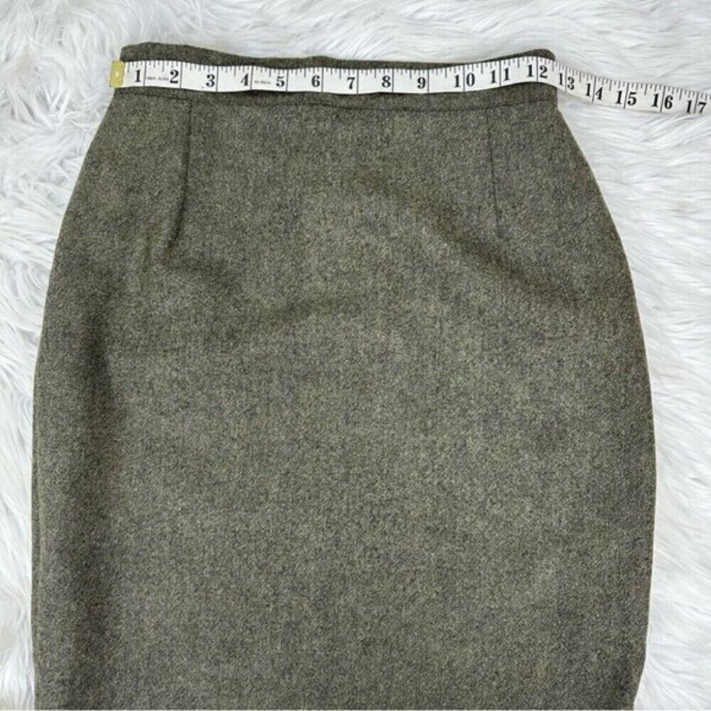 Fendi Olive Green 100% Virgin Wool Pencil Skirt Made in Italy Size FR 38/ US 25