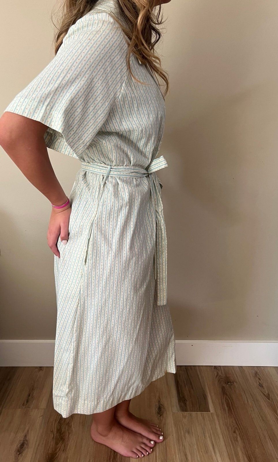 BNWT 1950s Deadstock Vintage Lightweight Tulip Print Cotton Shirt Dress sz 28.5