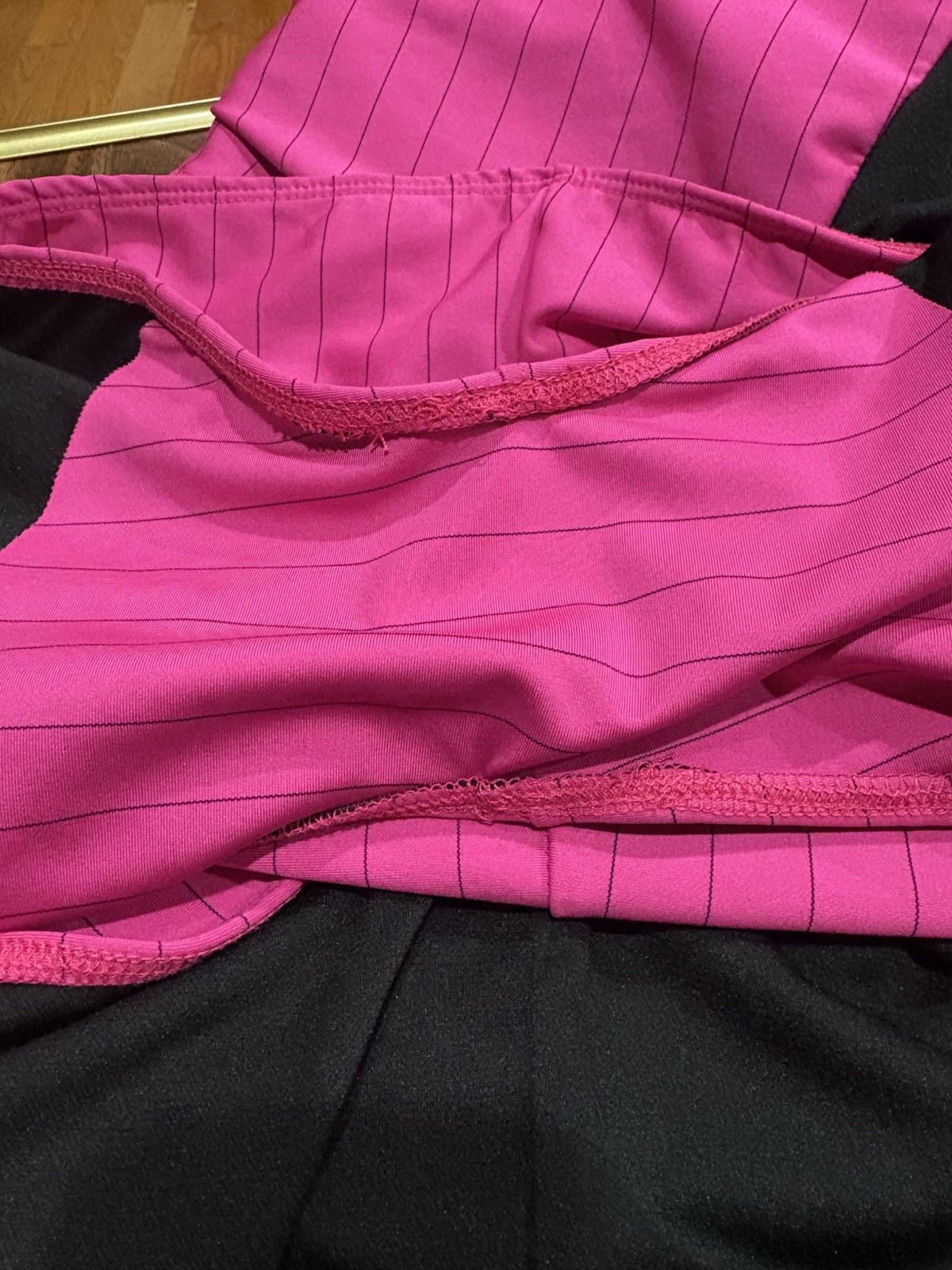 1950s Inspired Hot Pink & Black Pinstripe Romper Swimsuit – 3XL
