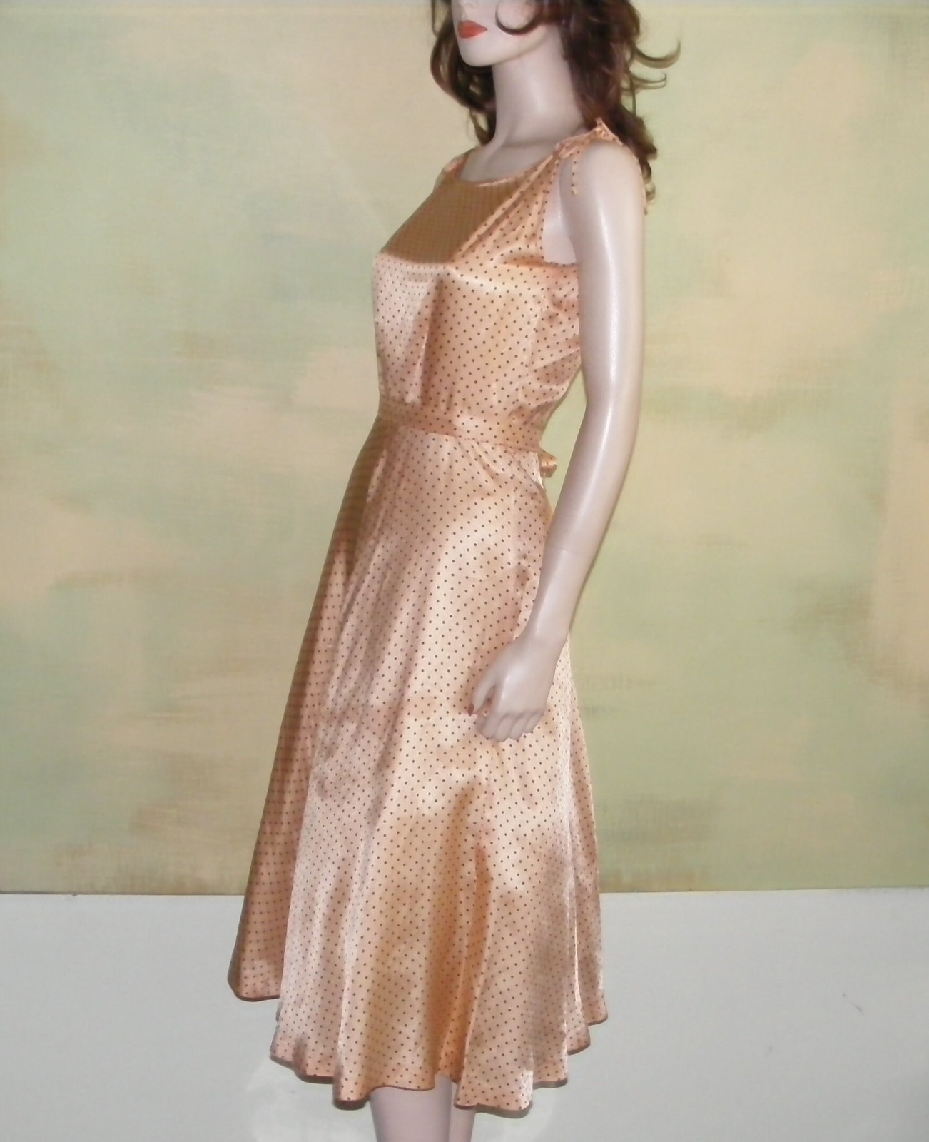 1950s Johara Swing Dress & Bolero Set, Shimmering Orange Faille, Swiss Dot VLV
