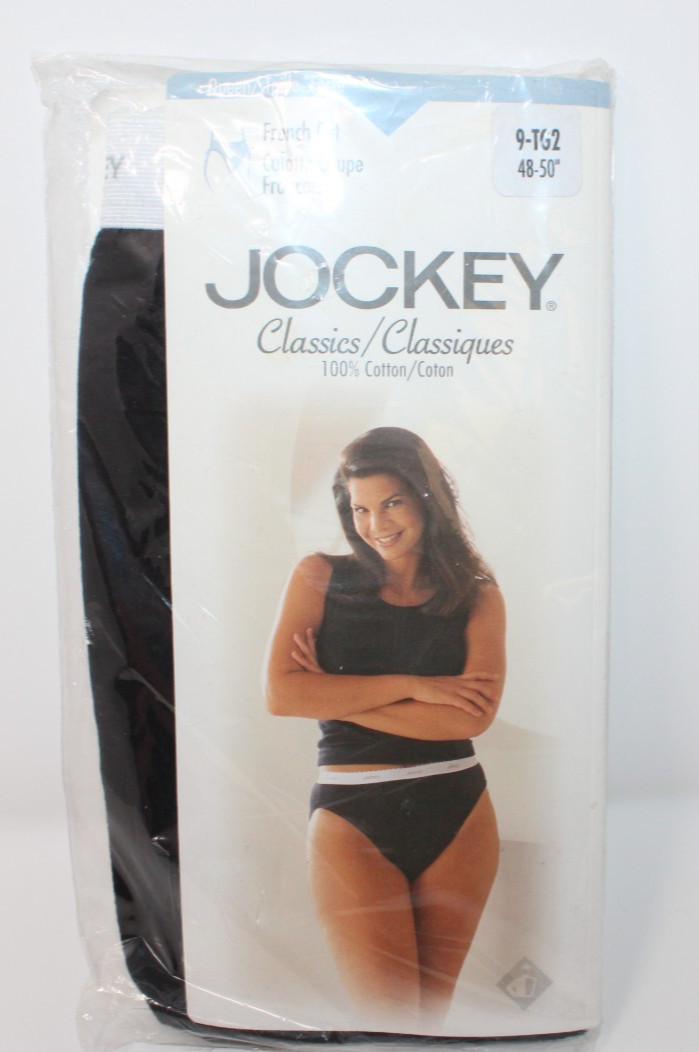 Vtg 1998 Jockey French Cut Panties Cotton NOS Size 9 48–50” Black