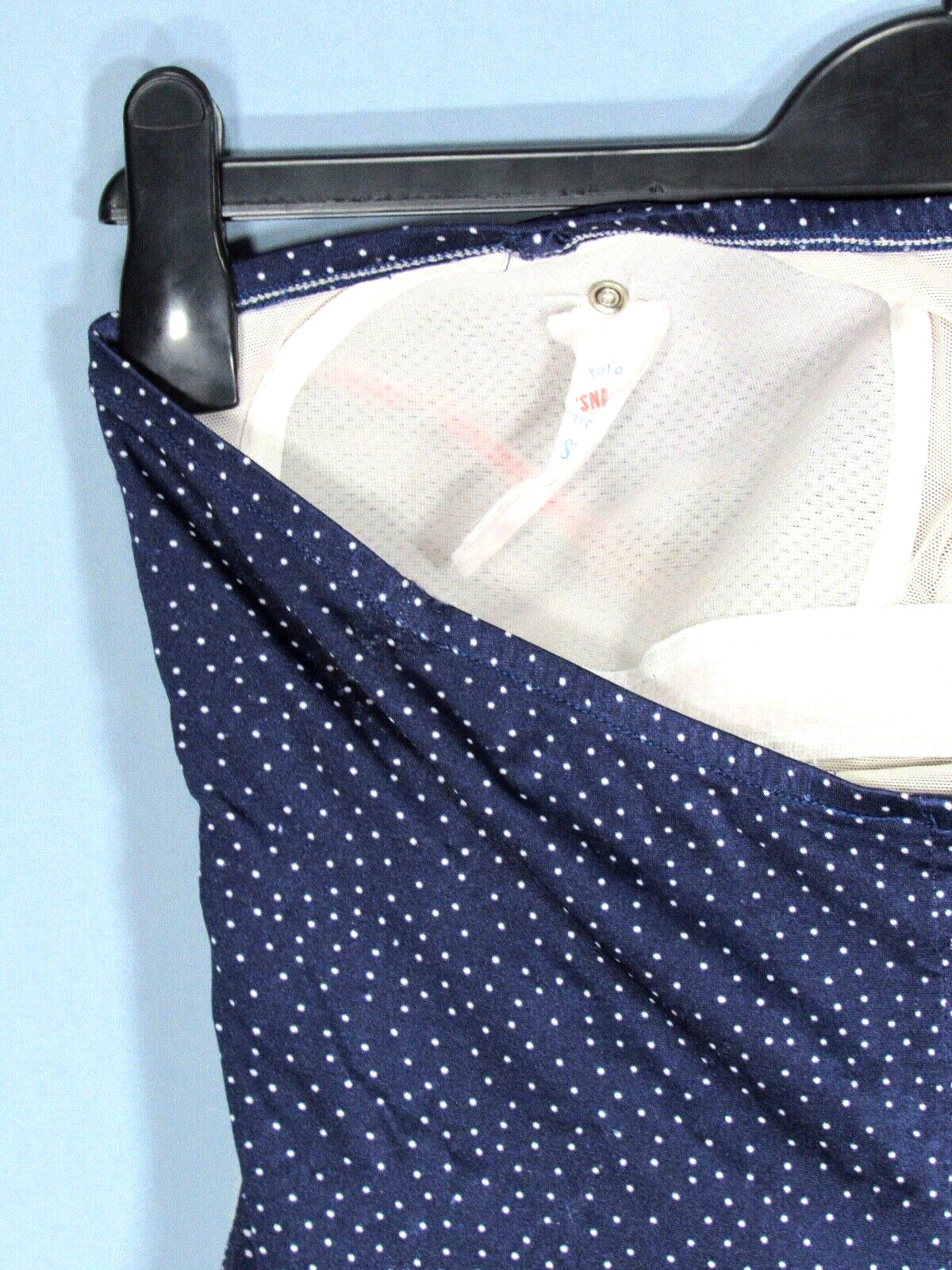 VTG ROBBY LEN Shape-Lee Swim Suit STRAPLESS 1PC Blue Polka-Dot 17/18 sz XL