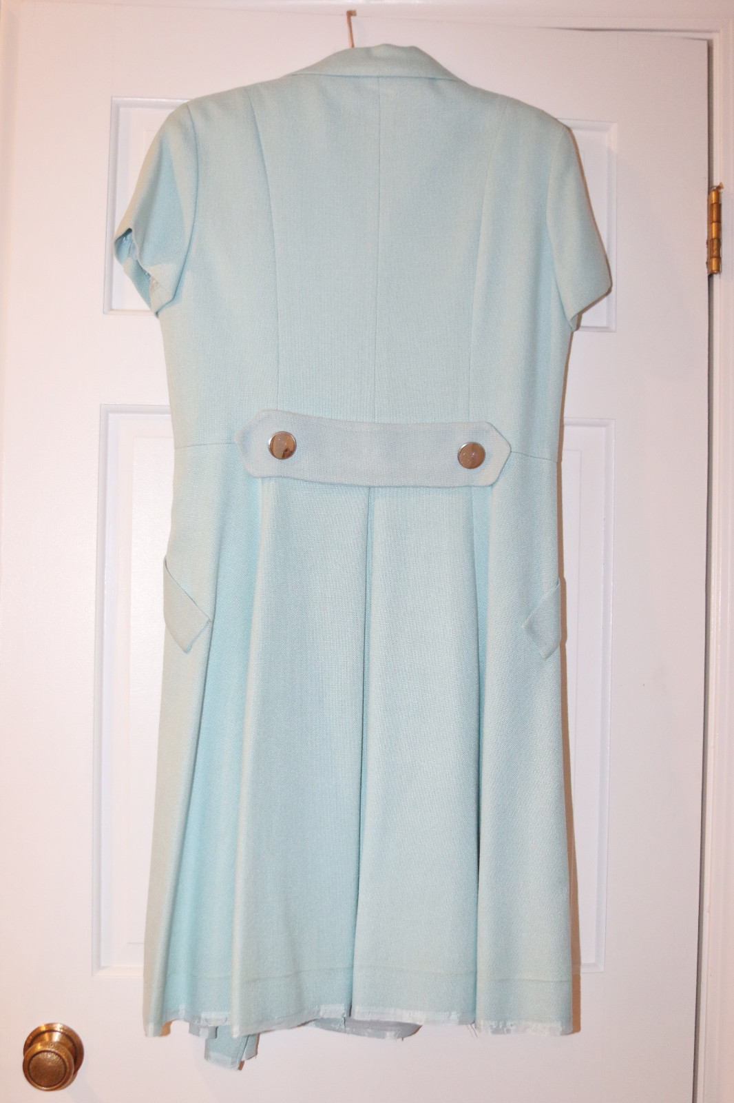 VINTAGE POWDER BLUE BUTTON DOWN SHORT SLEEVE DAVID WARREN DRESS – PRE-OWNED