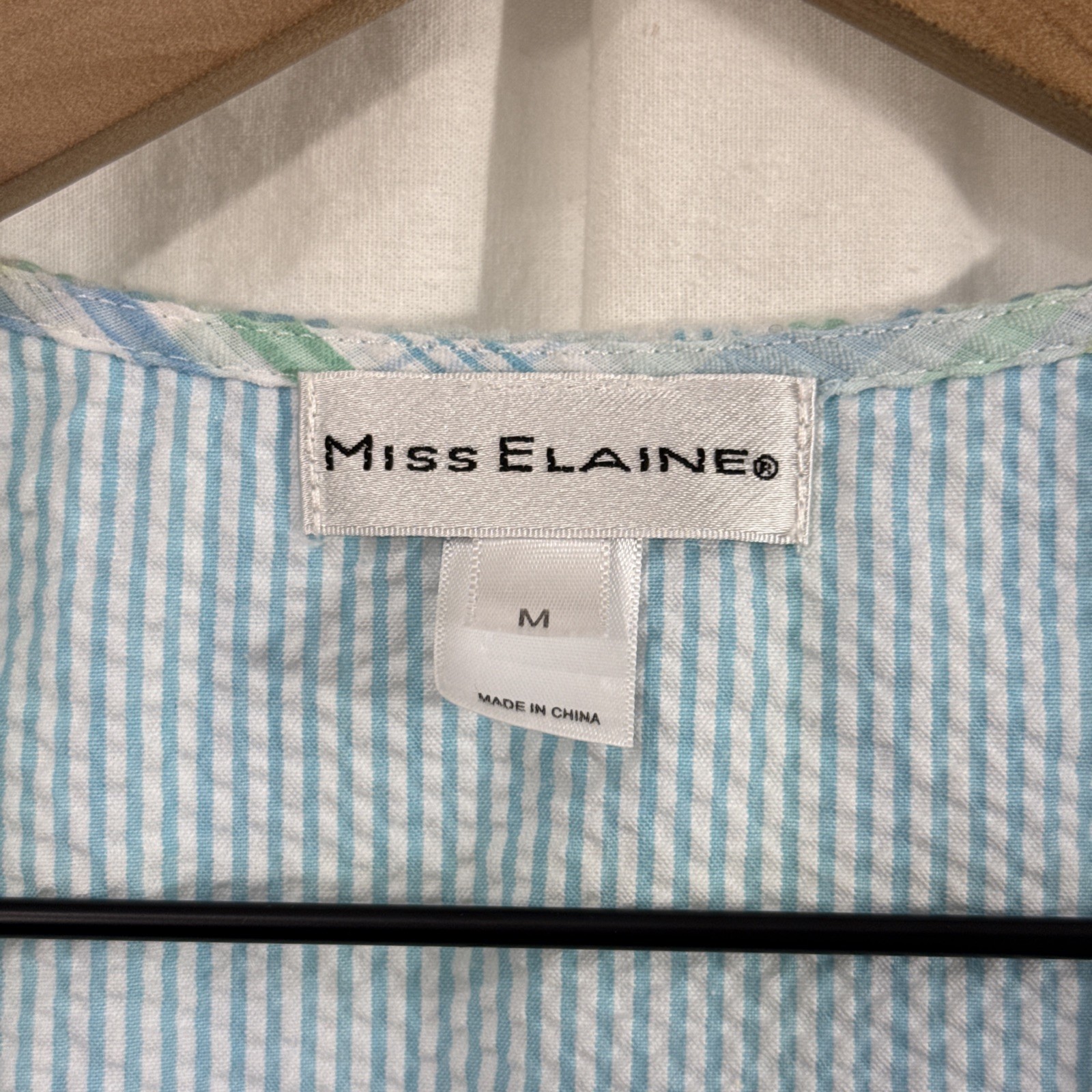 Vintage Miss Elaine Woman’s Nightgown M White Waffle Snap Dress Floral Detail