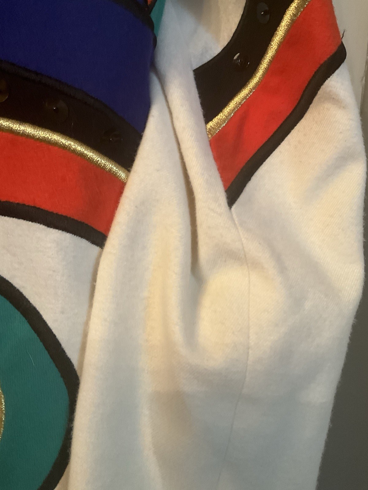 Vtg 80s IBE Colorblock Appliqué Sequin Shift Dress Sz 10 Cream Geometric Artwear