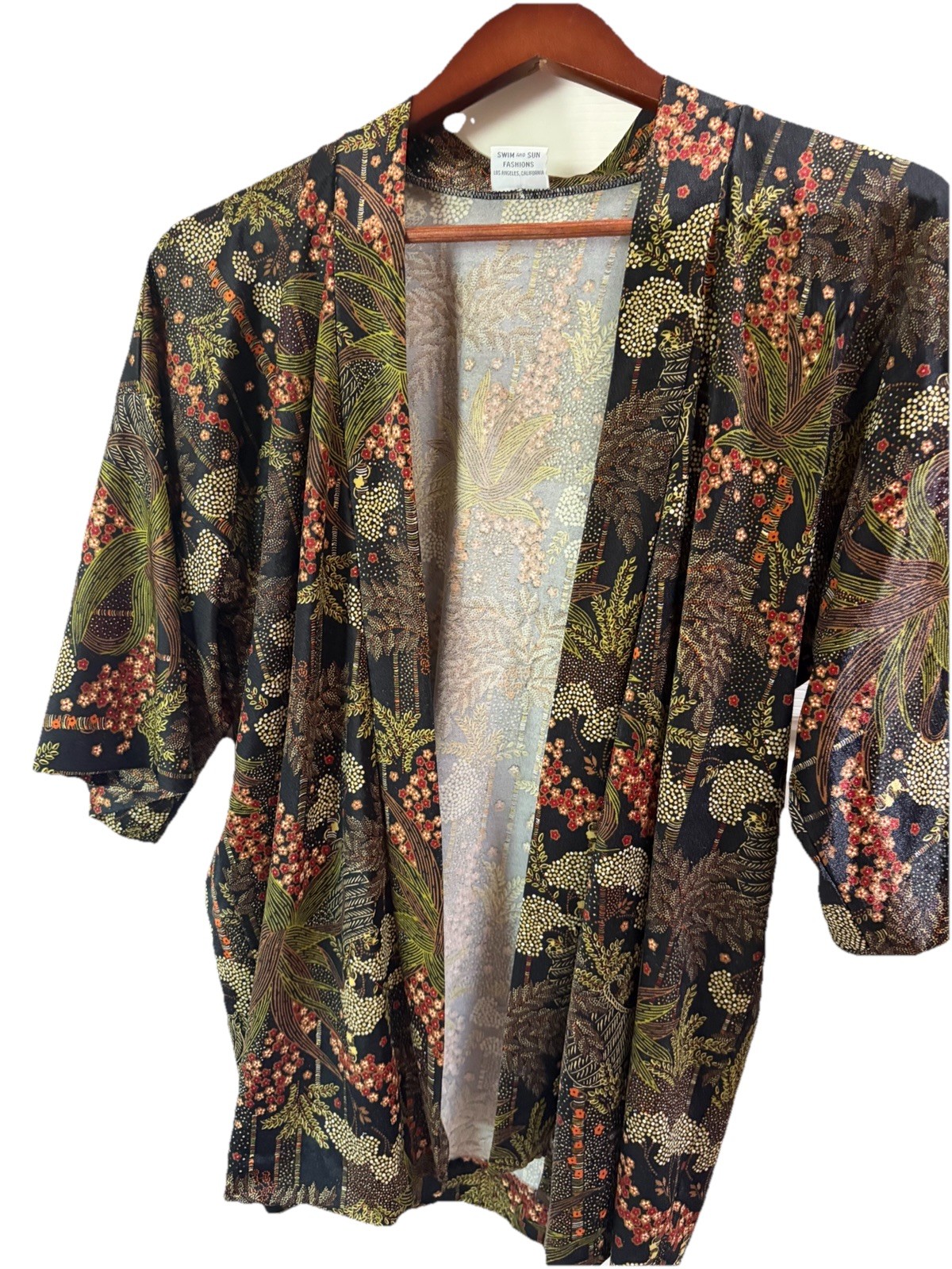 Vintage 70s 80s DeWeese Design Swim & Sun Floral Rare Coverup OS