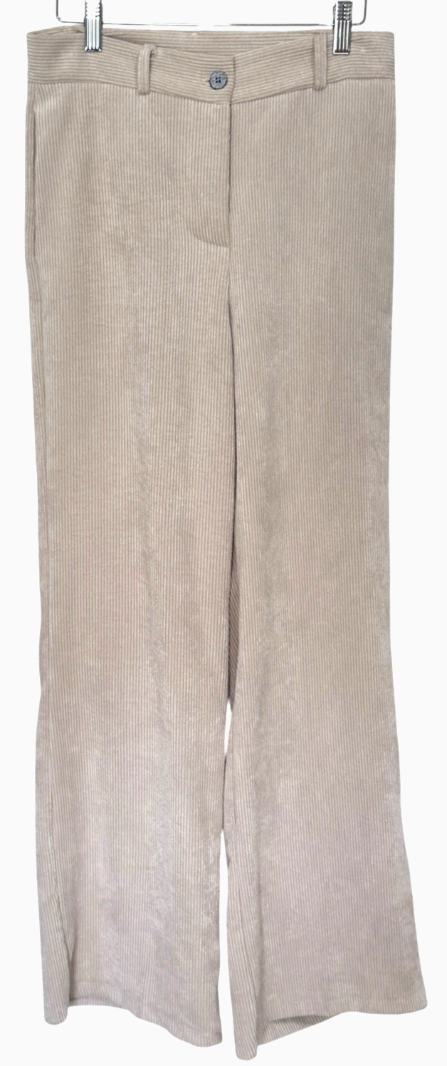 Vintage Made In Italy Tan Velour Corduroy Wide Leg Pants High Waist Sz 6 29&Prime;x30&Prime;