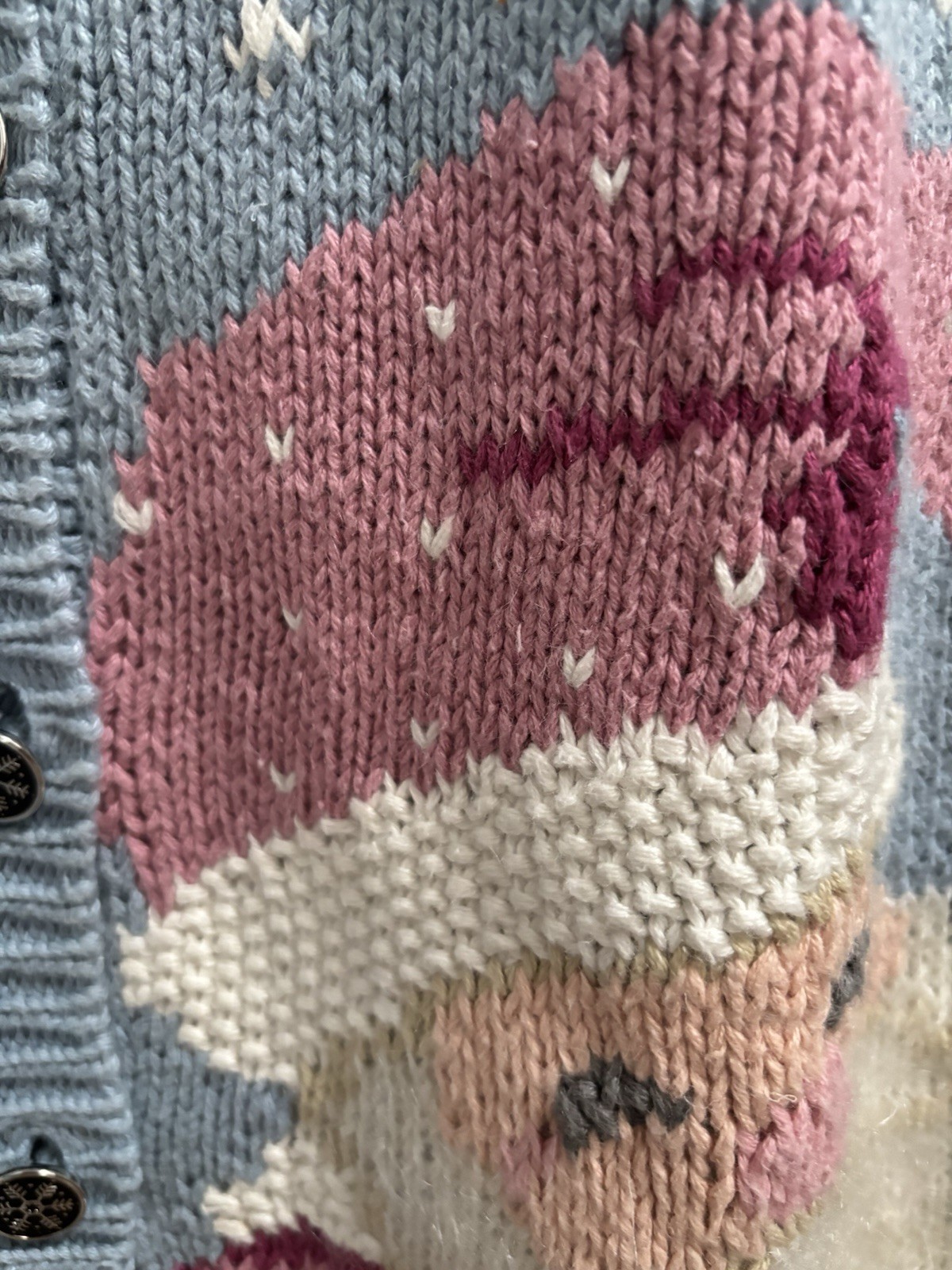 VTG 1990’s Signatures By Northern Isles Pastel Santa Cardigan Hand Knitted Sz M