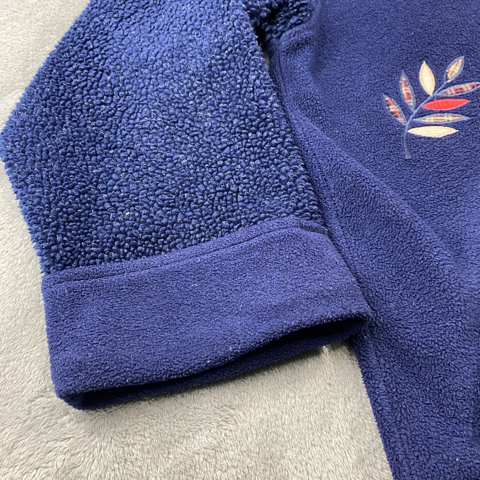 VTG Northern Reflections Fleece Jacket Cabincore Navy Leaf Embroidery Full Zip
