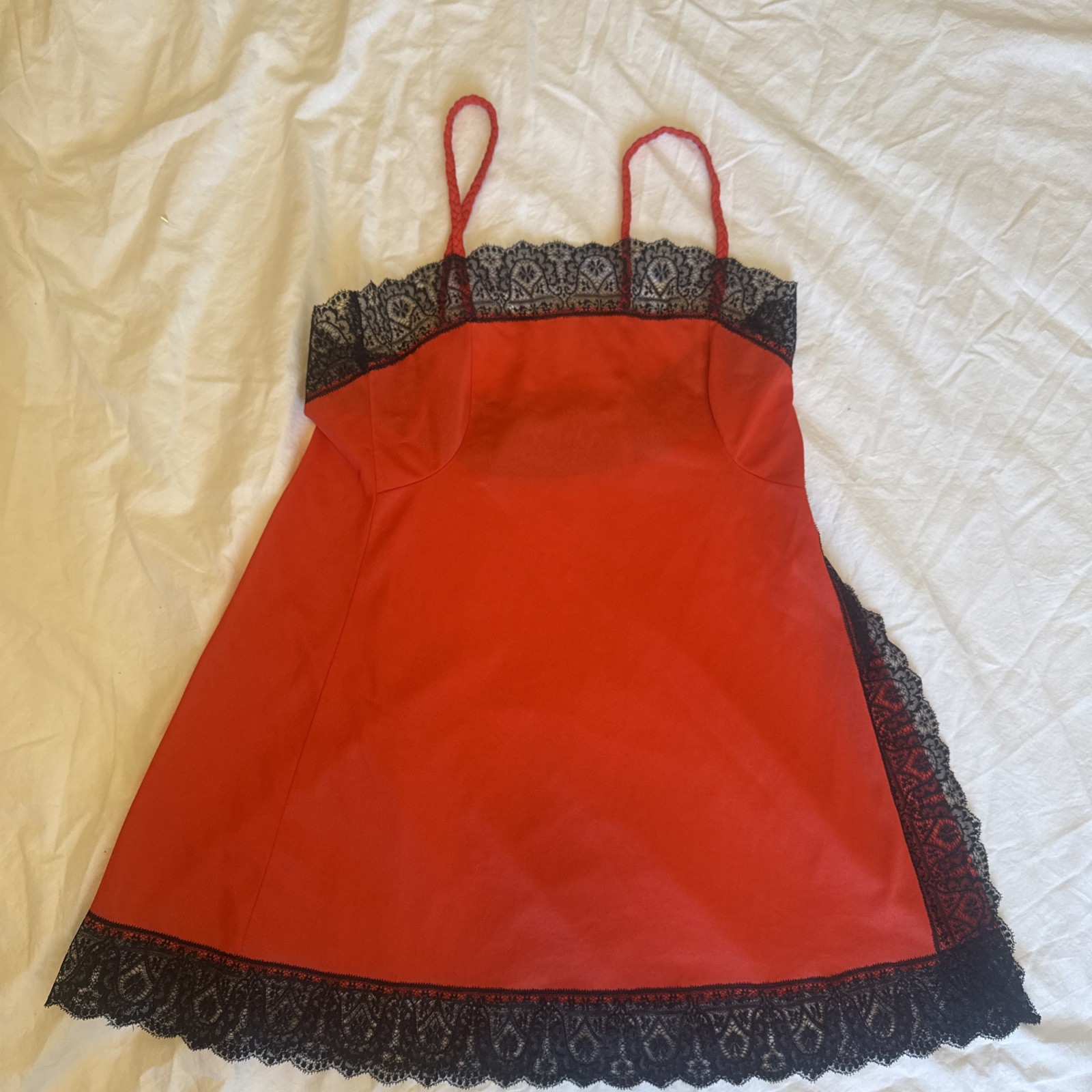 Vintage red and black Lace Slip Dress Pin Up Gothic 60s Gossard Artemis