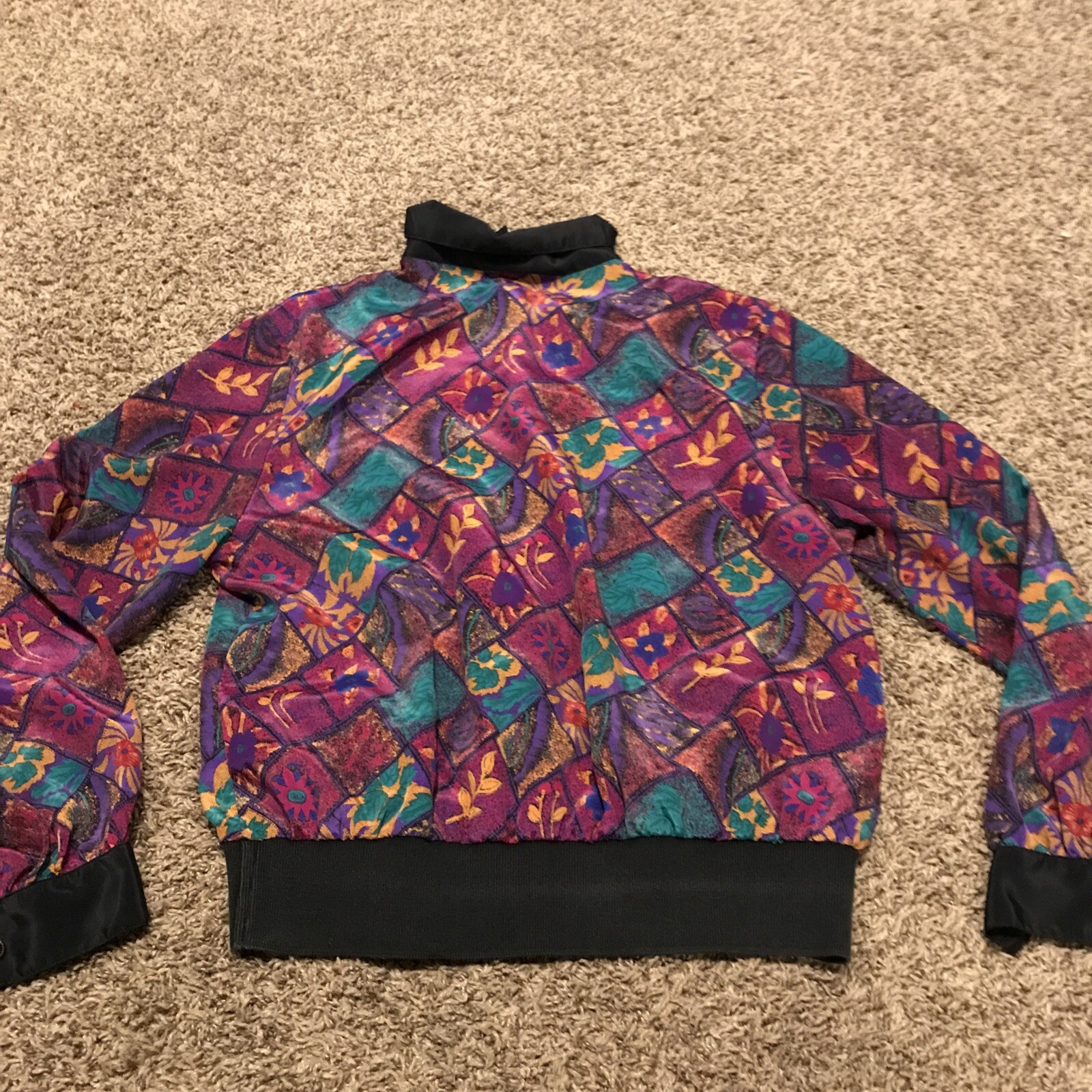 vtg notations womene size 12 button up blouse polyester purple shirt b5