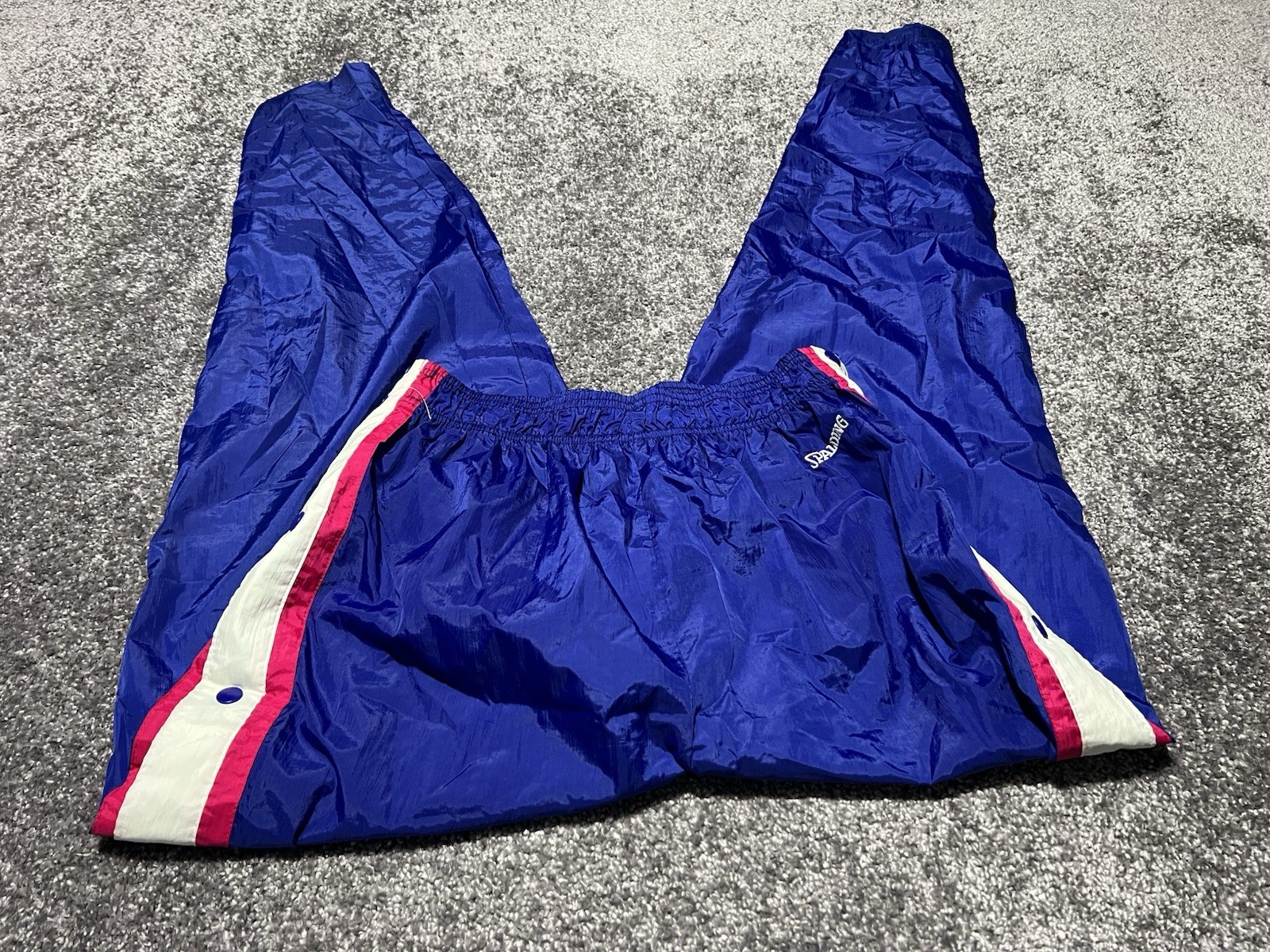 Spalding TEAR-AWAY PANTS Nylon Snap Purple Hot Pink X-Large Vintage 1980’s
