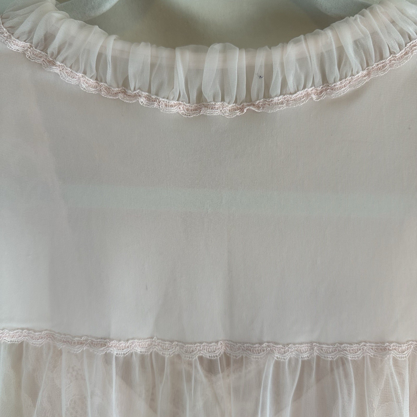 Vintage Dutchmaid 60s Pink Peignoir Set Nylon Sheer Robe & Gown Lace Romantic 14