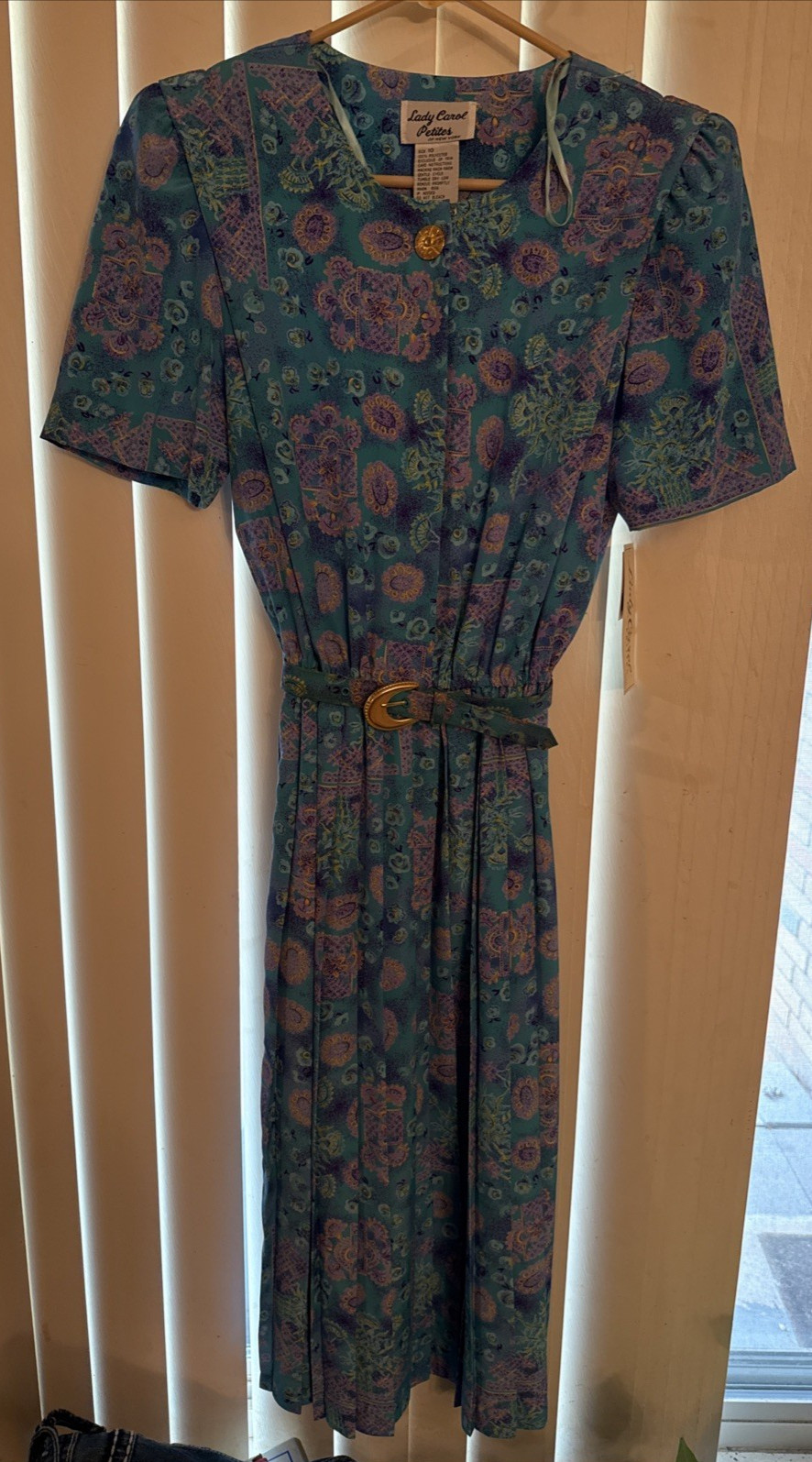 Vintage 80&rsquo;s Lady Carol Petite of New York Dress Women&rsquo;s Size 10P Blue Floral