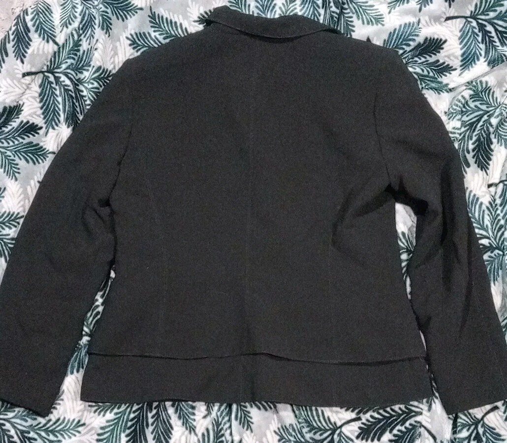 Vntg Larry Levine 90s Short Suit Jacket Blazer Black Single Button No Flaw SZ 12