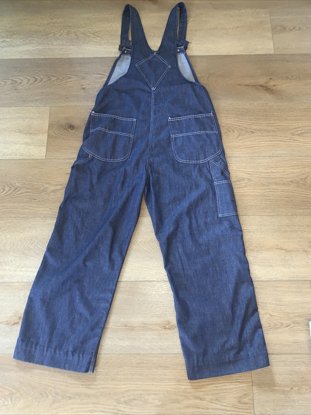 VINTAGE Overalls Burlington Denim Work Wear Bibs 38 W Unisex PRISTINE