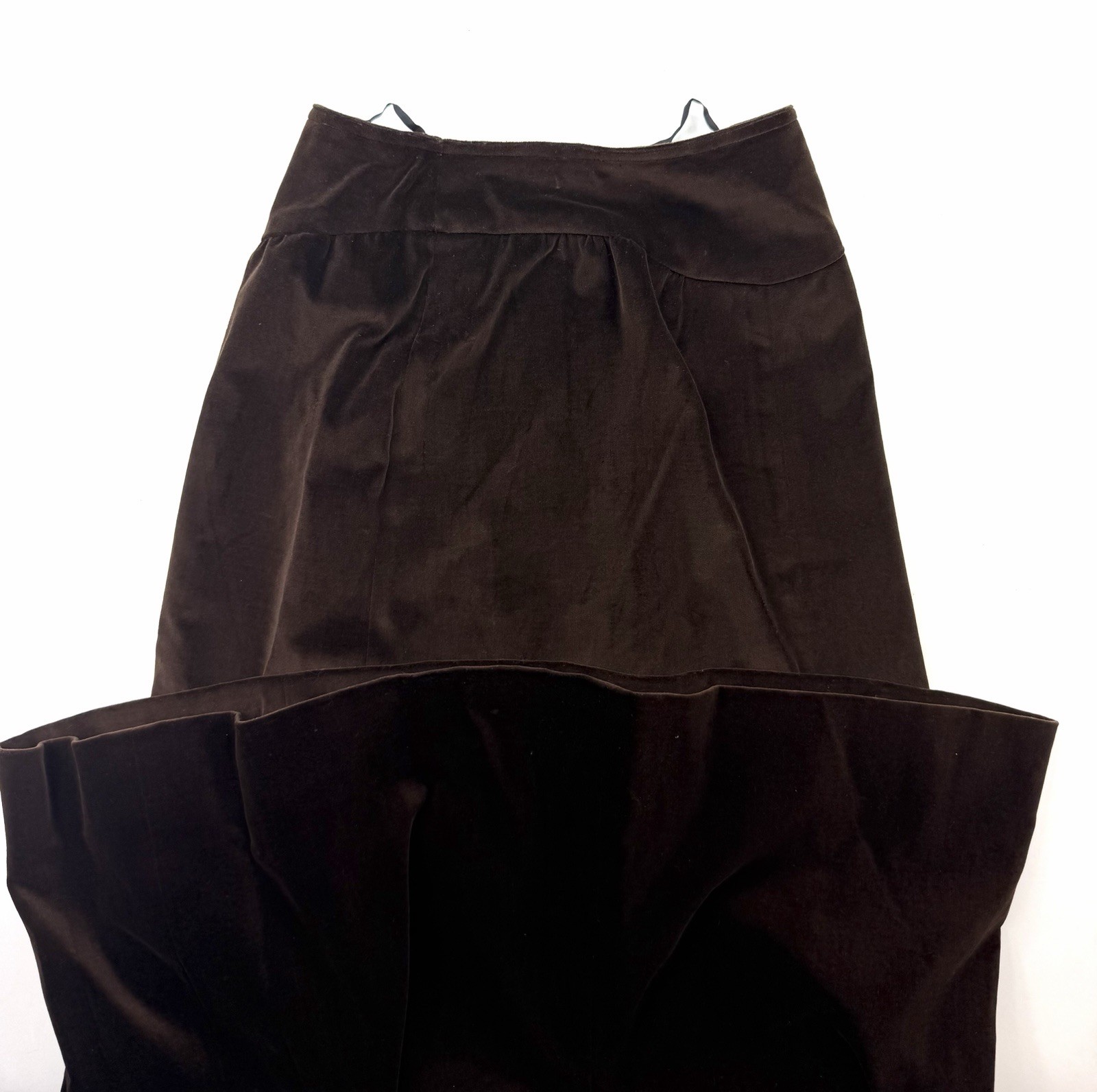 Vintage 1960s 1970s COURREGES Hyperbole Brown Velvet Maxi Skirt A