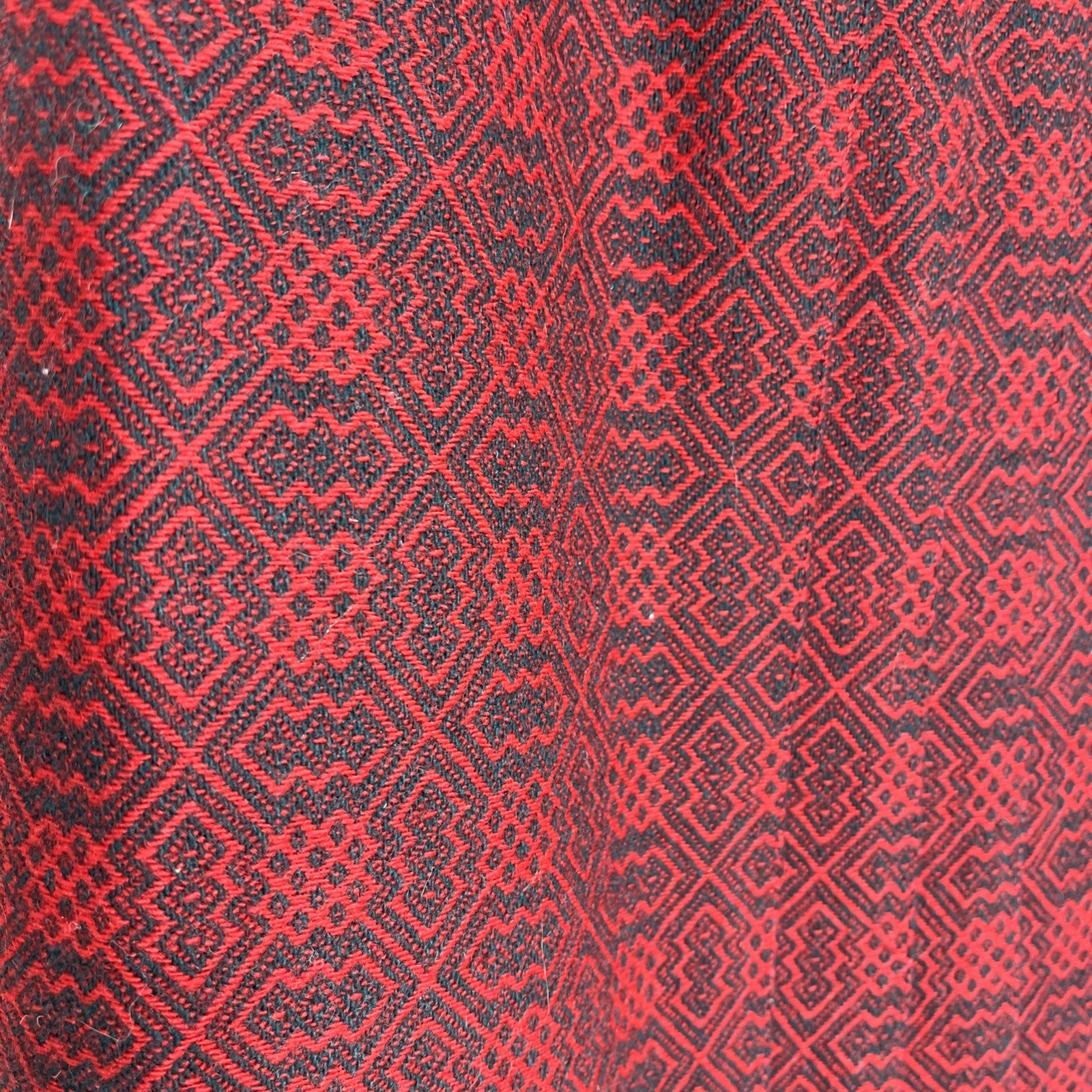Vintage Cullinane Holiday Red Green Long Wool Pleated Skirt w/Velvet Trim Sz. 12