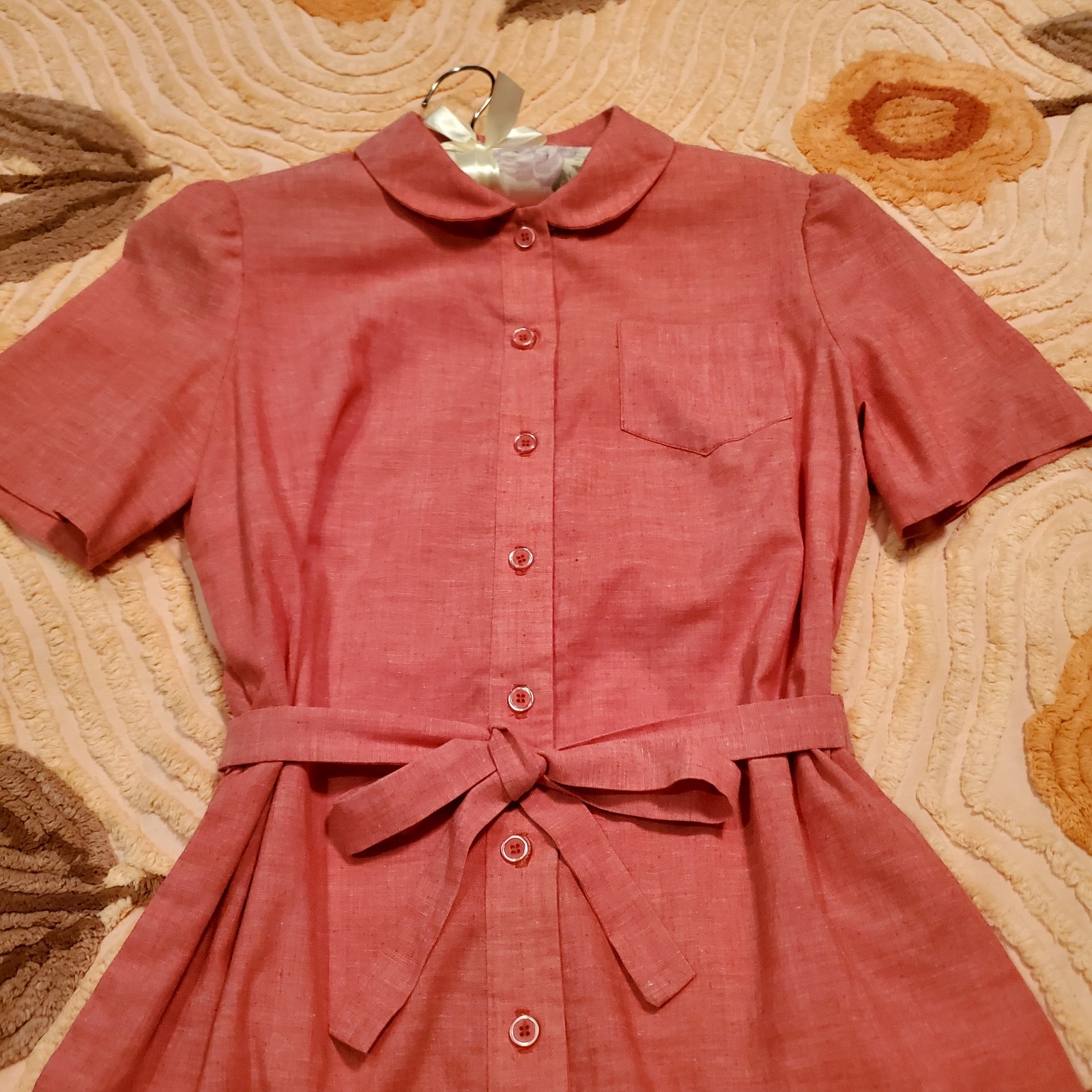 1940s VTG Handmade Chambray Button Down Romper Size Small w/Cute Puff Sleeves