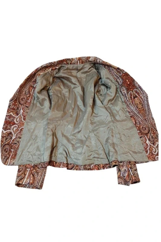 Vintage Paisley Corduroy Blazer Jacket Brown Boho 70s Style Sz S No Tags