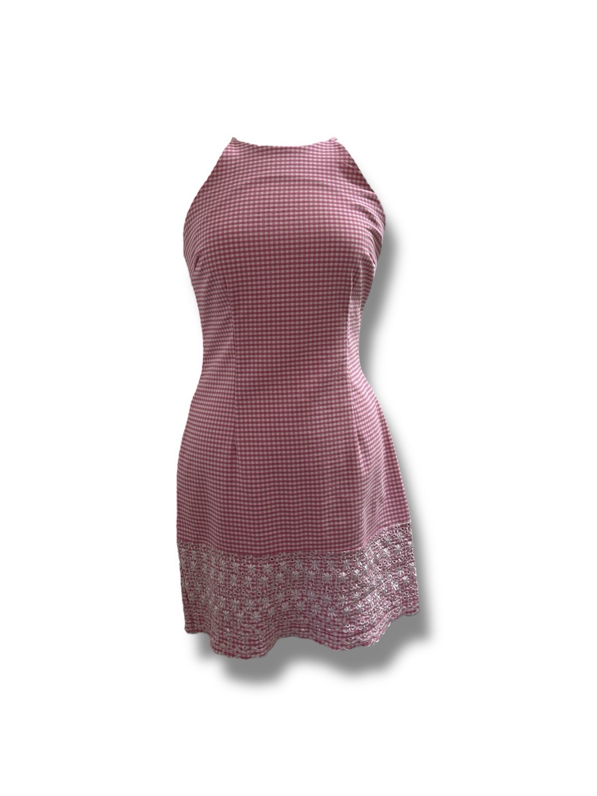Vintage 90s California Concepts Gingham Sun Dress Size 7 Pink Y2K